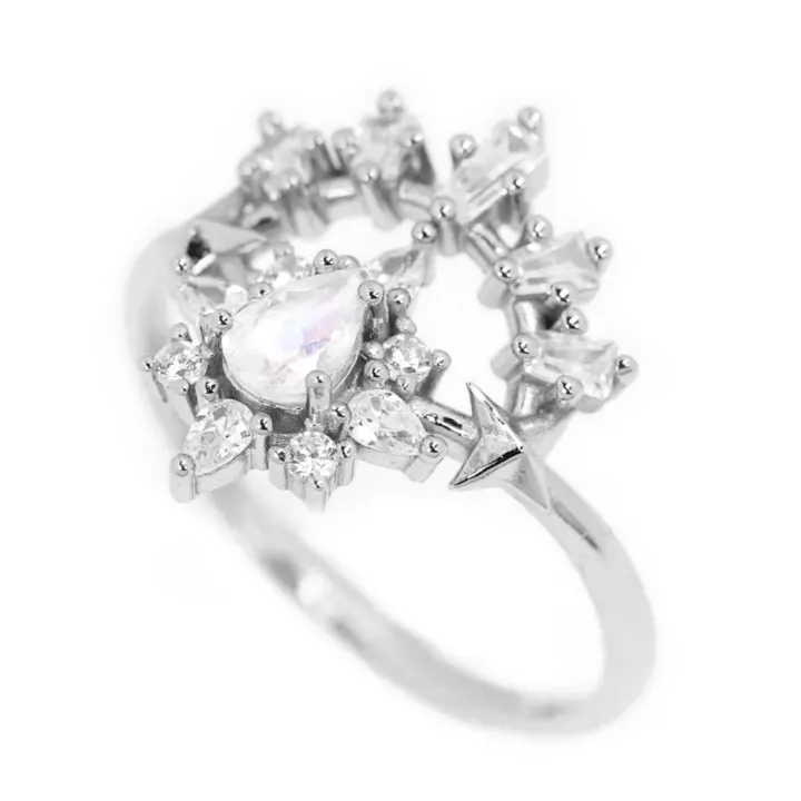 Light Mage Ring - Elegant Fantasy Jewelry for Women, Handmade Silver Moonstone Ring | Perfect for Cosplay, Witchy Aesthetic & Gift Giving
