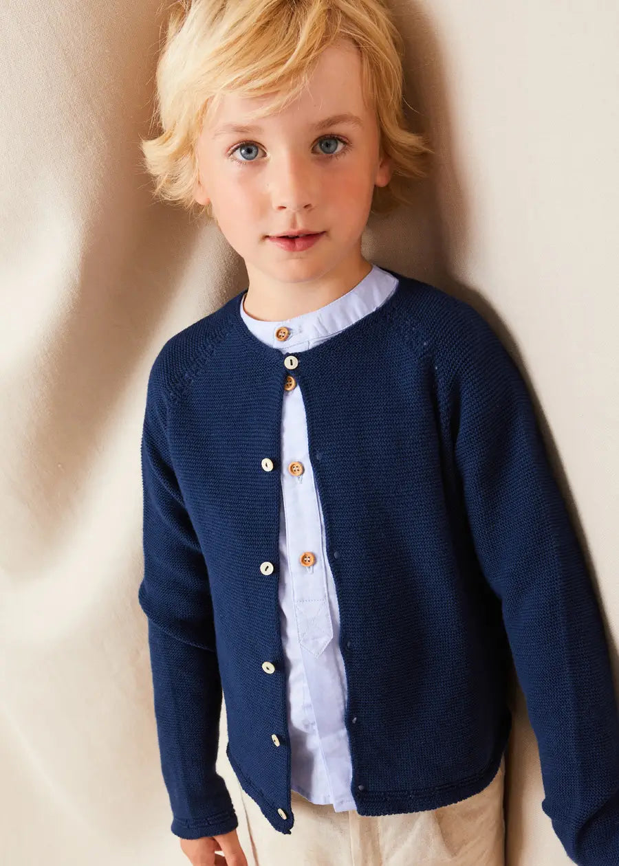 Blue Plain Mao Collar Long Sleeve Shirt for Kids (4-10 Years) - Perfect for School Uniforms, Family Photos & Special Occasions