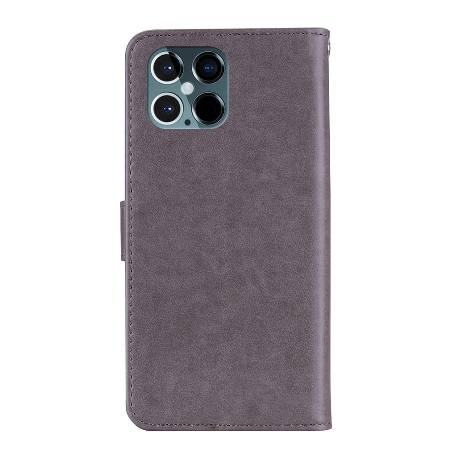 Premium Glitter Bling Diamond PU Leather Wallet Case for iPhone 13 Pro Max - Credit Card Holder & Wrist Strap Included (Owl Grey) | Stylish Protective Flip Cover for Everyday Use, Travel & Shopping