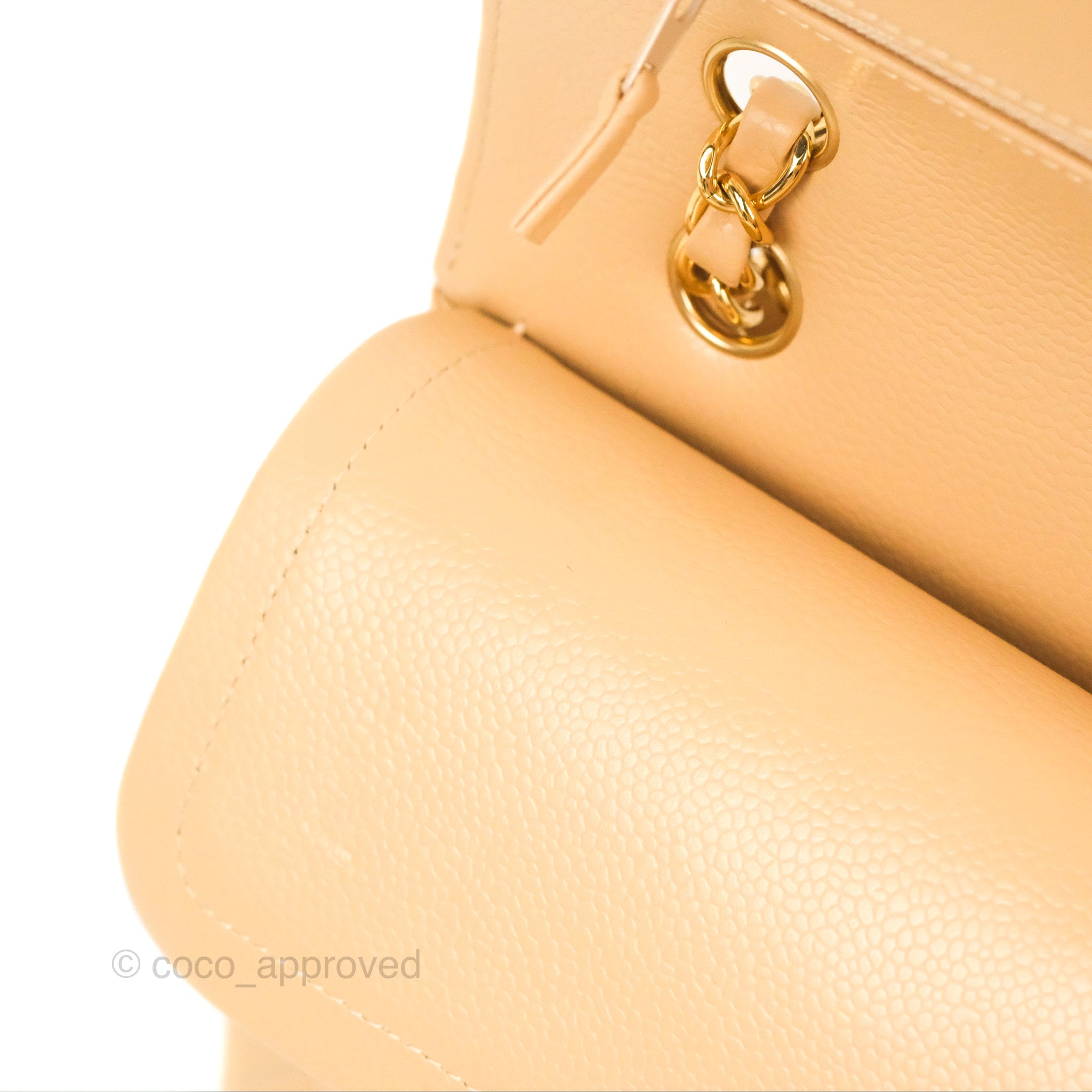 Chanel Classic M/L Medium Double Flap Bag Quilted Beige Caviar Leather with Gold Hardware - Luxury Handbag for Women, Perfect for Work, Parties & Everyday Use