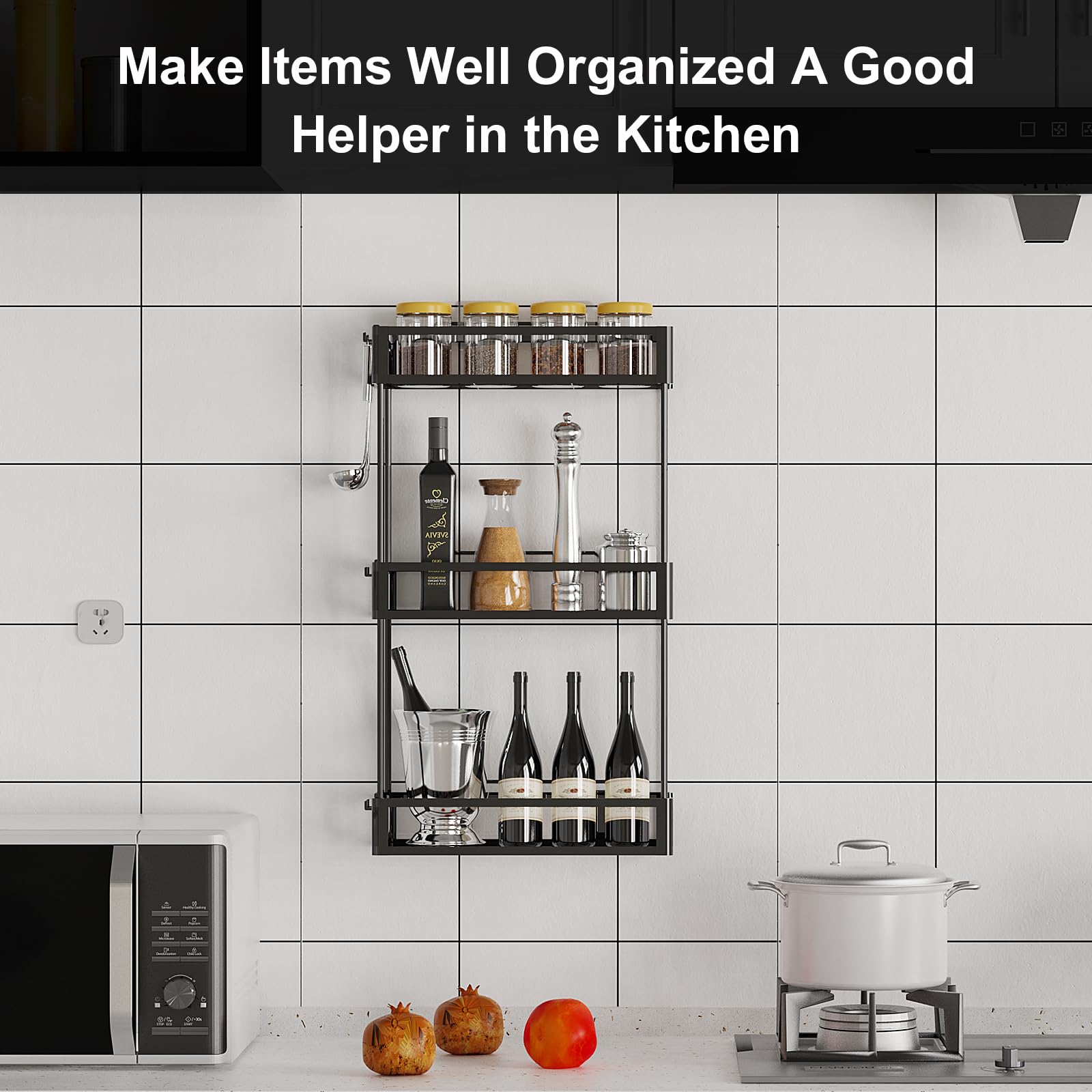 3-Tier Over The Toilet Storage Shelf - Space Saving Bathroom Organizer with Non-Trace Adhesive, Easy Installation - Perfect for Small Bathrooms, Apartments & Dorm Rooms