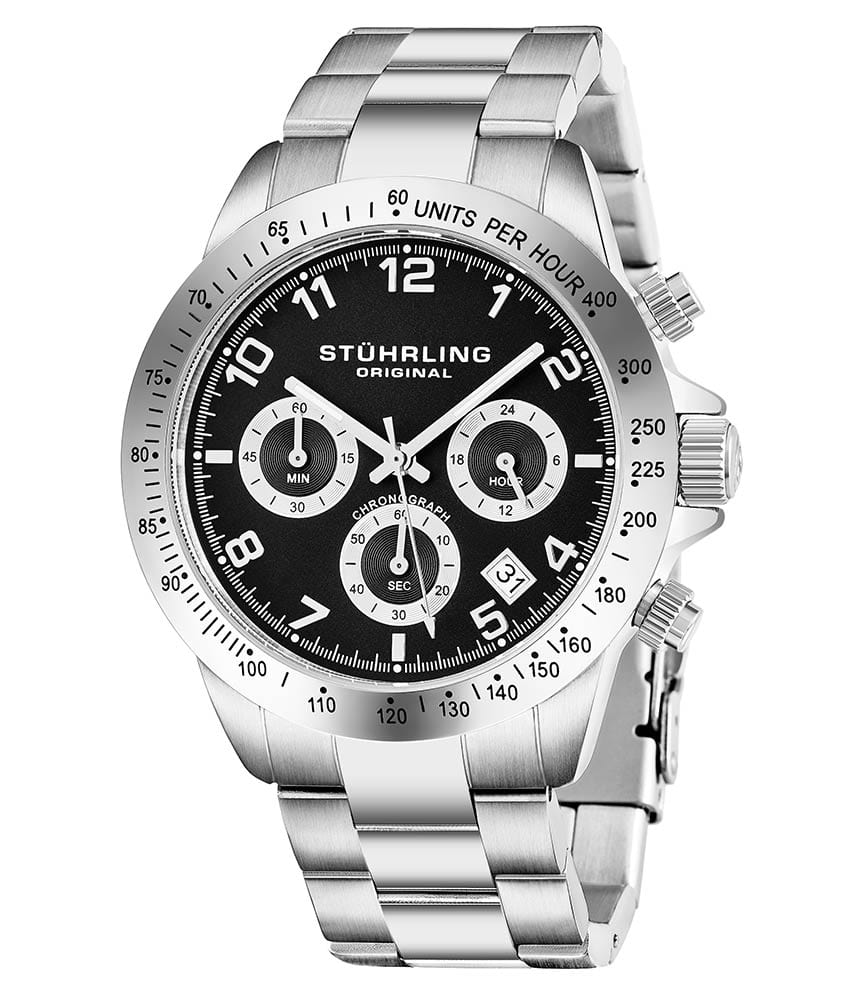 Black Dial / Silver Case / Silver Stainless Steel Bracelet Deployant Buckle