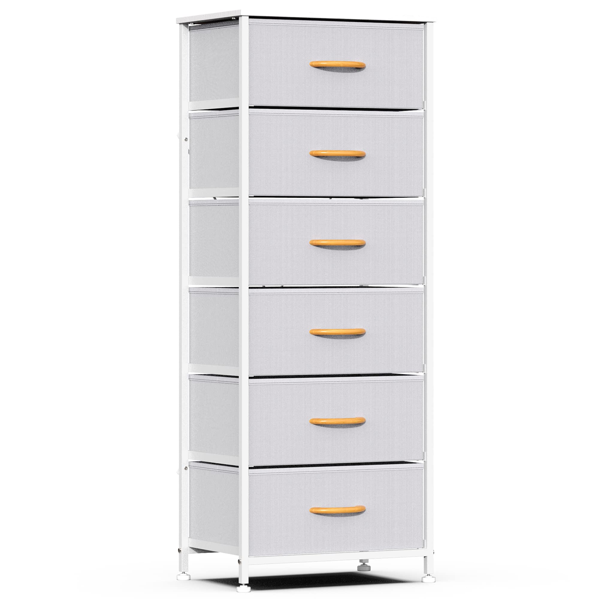 DHMAKER 6-Drawer Fabric Dresser for Bedroom - Tall Vertical Storage Tower with Fabric Organizer - Space-Saving Chest of Drawers for Closet, Nursery, Hallway (Grey) | Perfect for Small Spaces & Home Organization