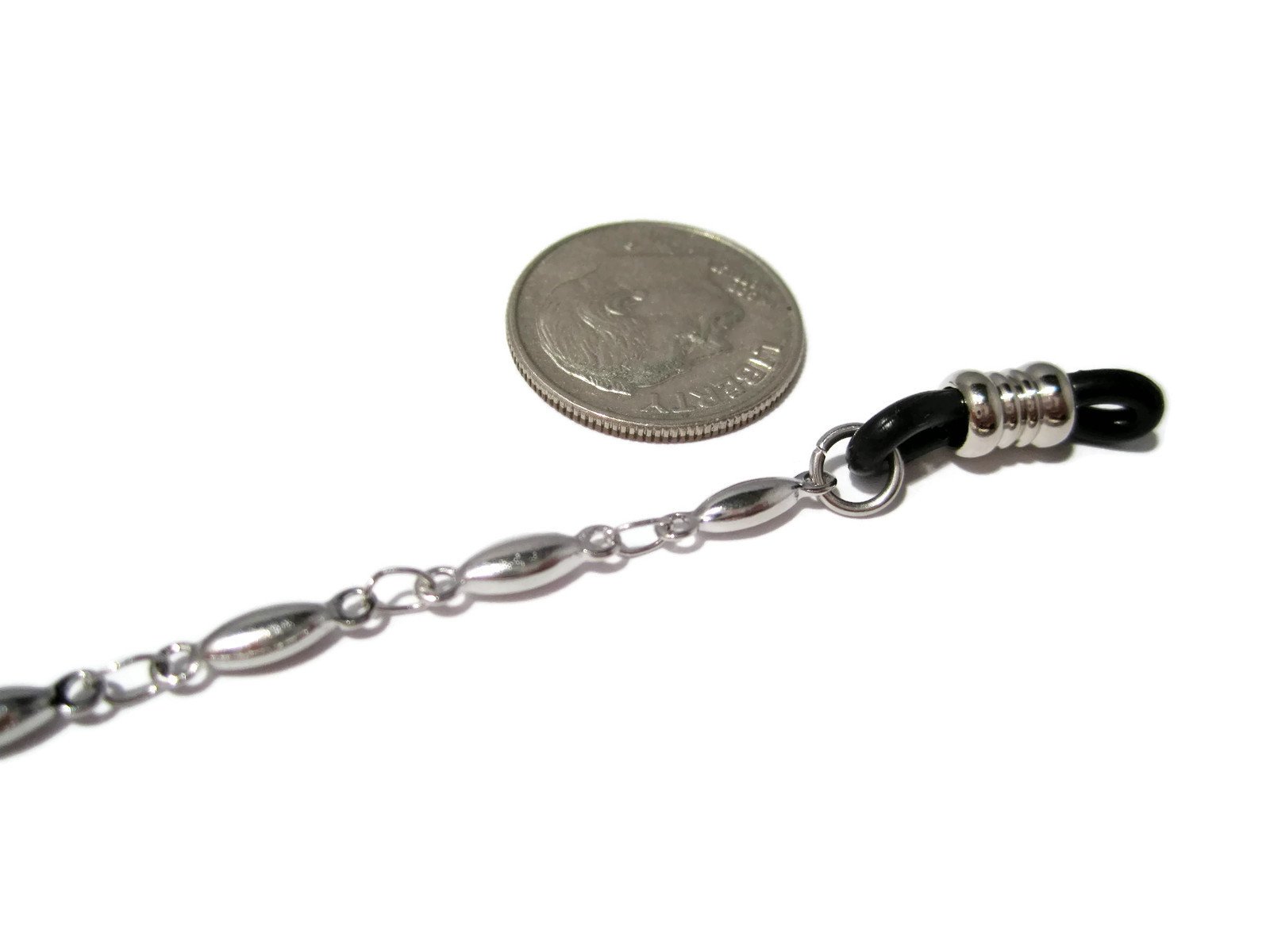Premium Solid Long Oval Glasses Holder with Black Grips - Stylish Eyeglass Chain for Reading, Driving & Fashion Accessories
