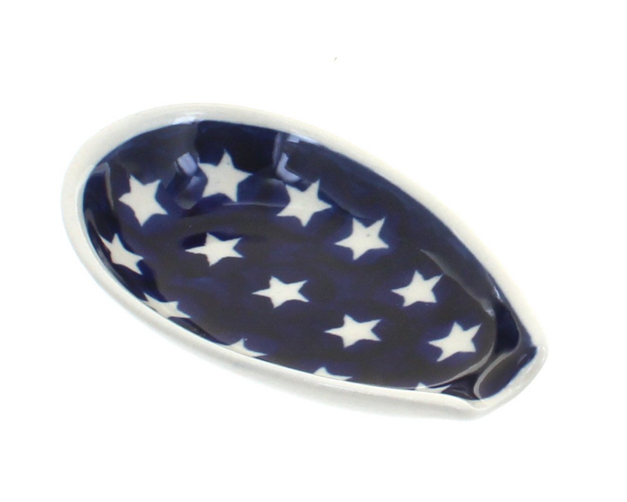 Handmade Blue Rose Polish Pottery Small Spoon Rest - Decorative Kitchen Utensil Holder for Tea, Coffee & Dining - Perfect Gift for Home Cooks & Hostesses