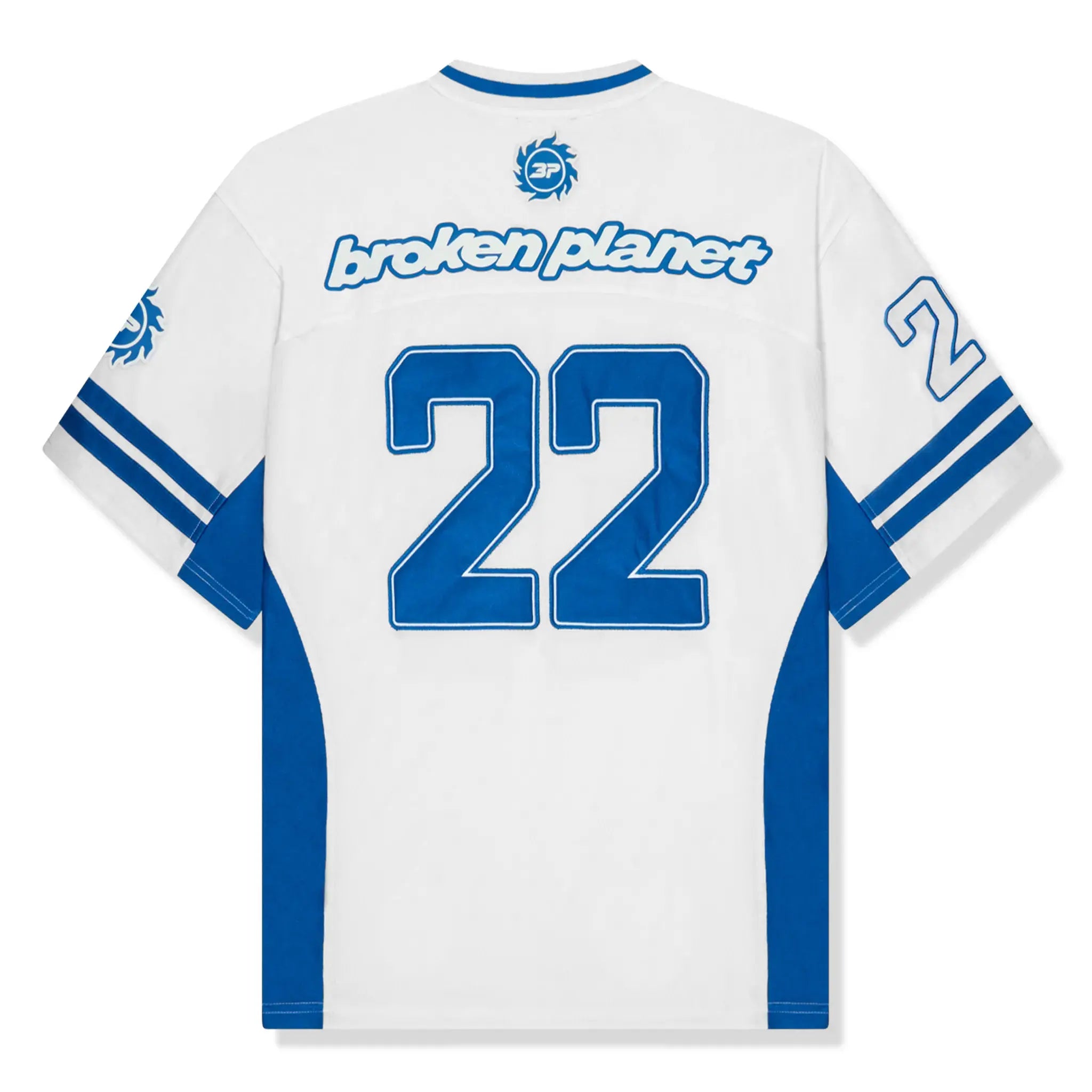 Broken Planet White and Blue Football Jersey - Men's Sports Jersey for Soccer, Training, and Match Play - Perfect for Fans, Players, and Casual Wear