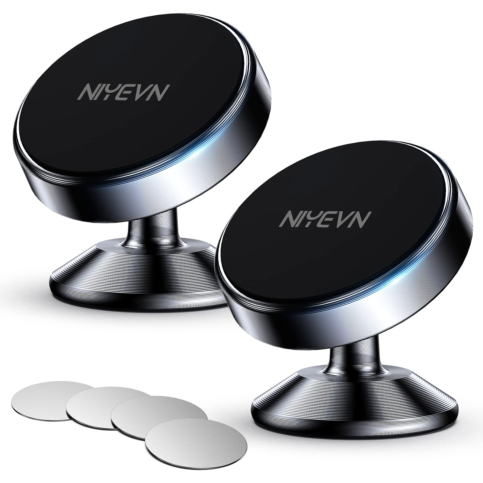 2-Pack Magnetic Phone Holder for Car - 360° Rotating Strong Magnet Universal Dashboard Mount - Hands-Free Car Phone Stand for iPhone, Samsung & GPS Devices - Perfect for Commuting, Road Trips & Navigation (Black)