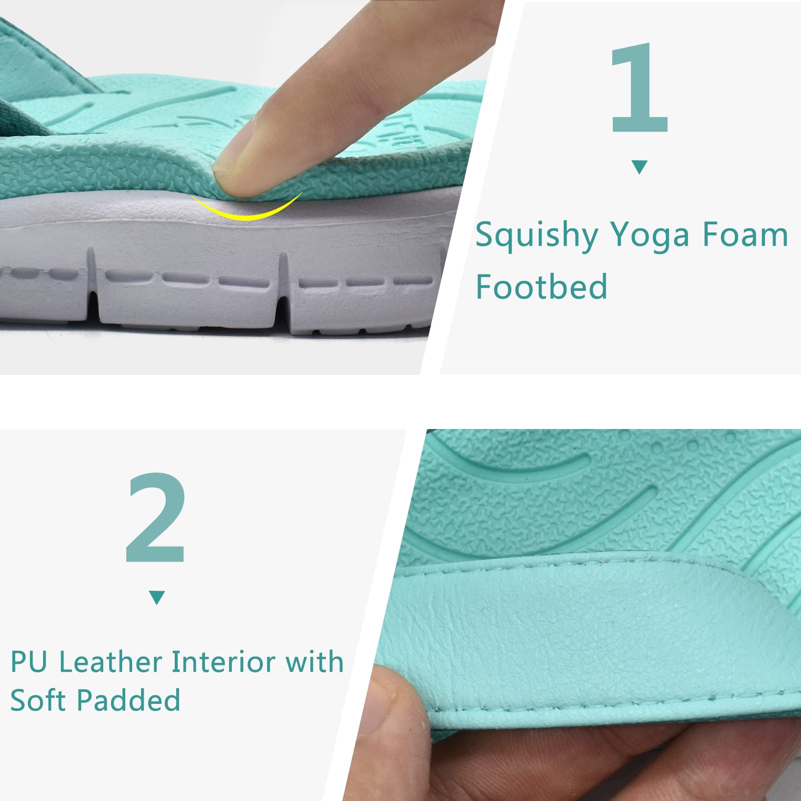 KuaiLu Women's Comfortable Flip Flops with Arch Support - Lightweight Non-Slip Yoga Sandals for Walking, Beach & Summer - Casual Thong Slippers with Cushioned Sole for Yoga, Travel & Outdoor Activities
