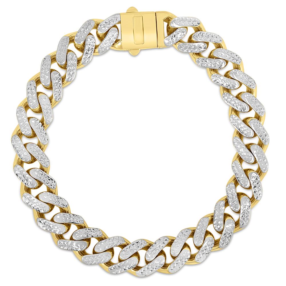 14K Gold 11.5mm White Pave Lite Miami Cuban Link Chain - Elegant Men's & Women's Jewelry for Parties, Weddings & Everyday Wear