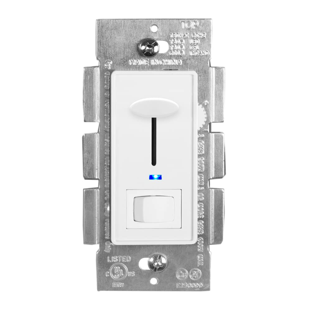 Maxxima LED Compatible Dimmer Switch with Blue Indicator Light - 600W, 3-Way/Single Pole for Dimmable Lights - Perfect for Bedrooms, Living Rooms & Home Lighting Control