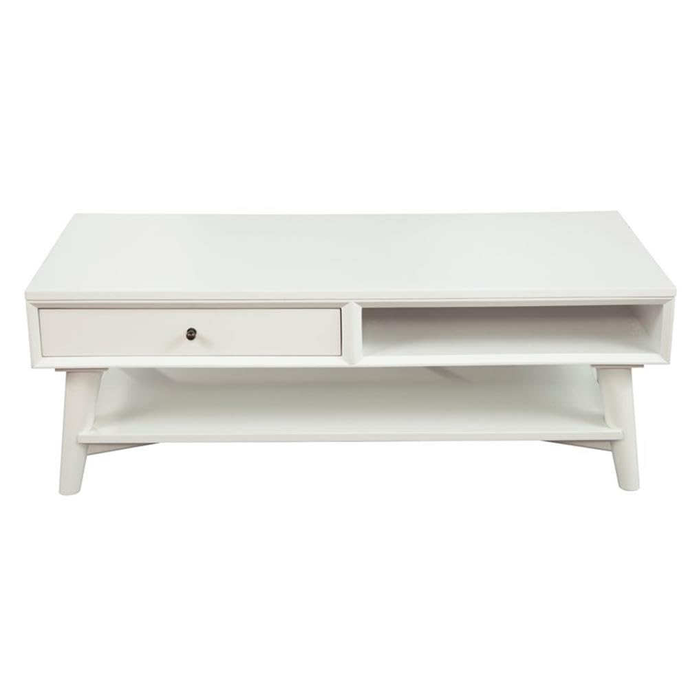 Alpine Flynn White Coffee Table - Modern Living Room Furniture for Small Spaces, Home Decor, and Apartment Essentials