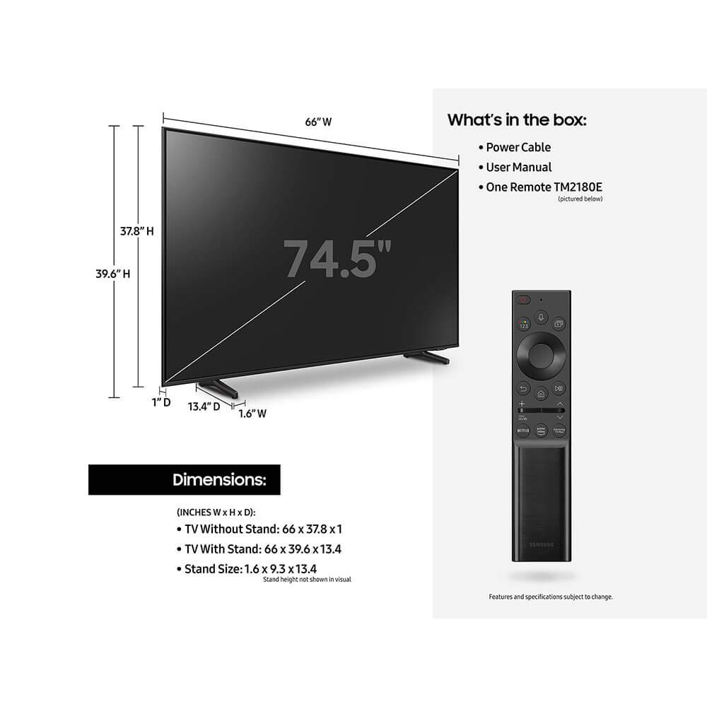 Samsung QN75Q60A 75-Inch QLED 4K Ultra HD Smart TV with Alexa Built-in (Renewed) - Perfect for Home Theater, Gaming & Streaming Netflix, Hulu, Disney+