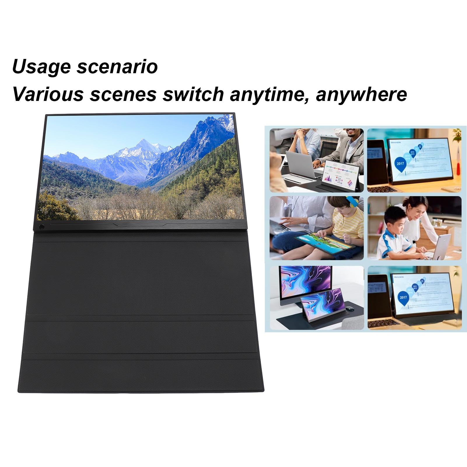 18 Inch Portable Monitor with USB C & HDMI, 2.5K Ultra-Thin IPS External Gaming Screen (2560x1600) - Second Display for Laptop, Phone, PC - Perfect for Work, Travel & Mobile Gaming