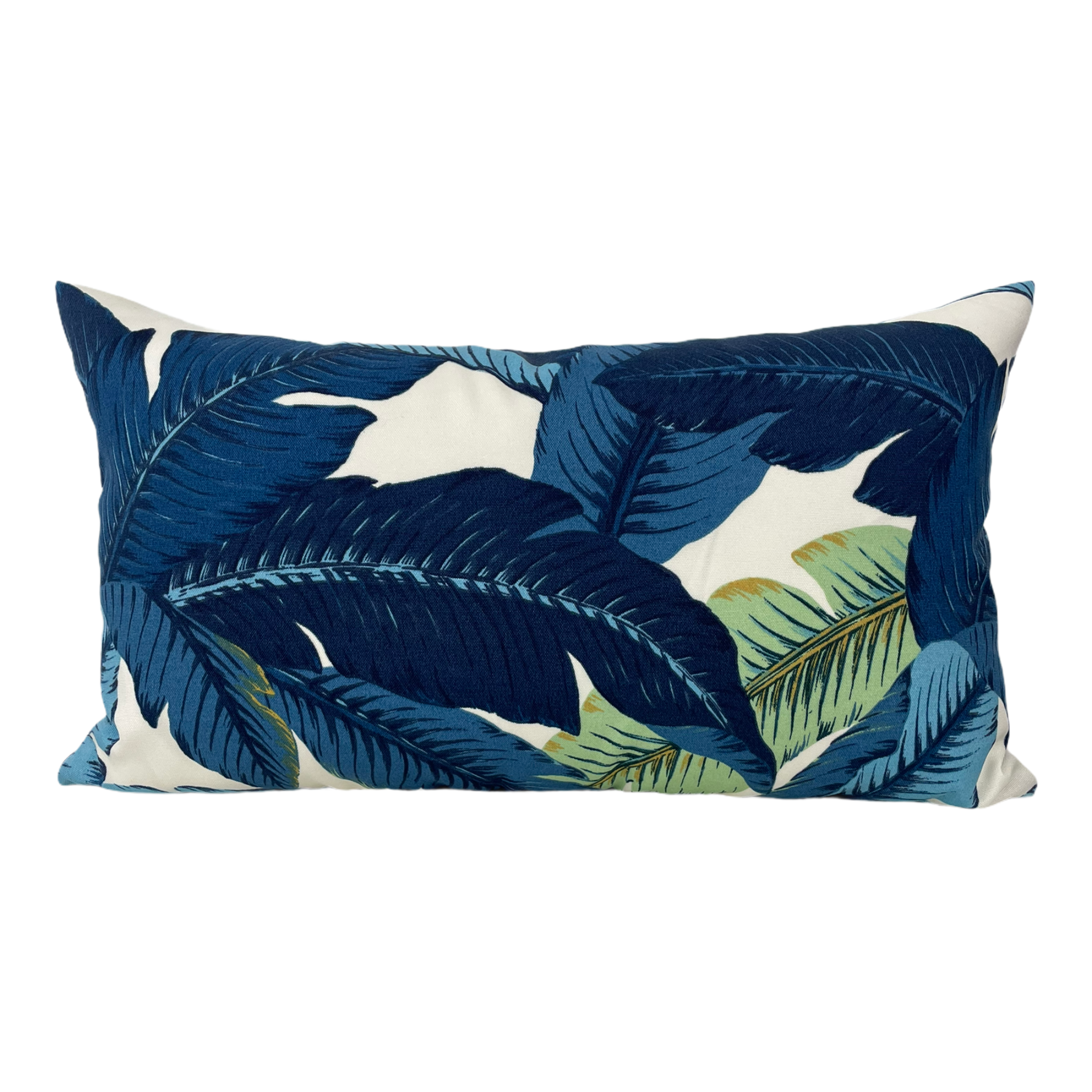Tommy Bahama Tropical Leaves Blue Lumbar Pillow 12x22 - Perfect for Sofa, Bed & Outdoor Patio Decor