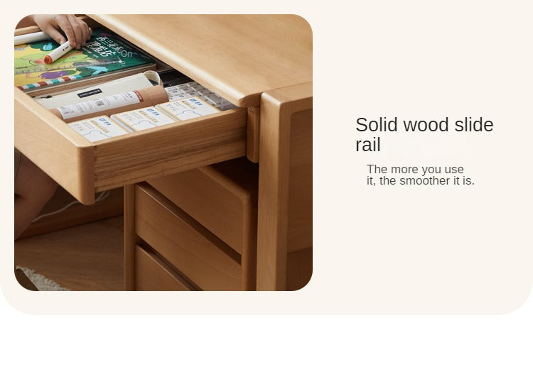 Premium Beech & Oak Solid Wood Kids Study Desk - Ergonomic Children's Writing Table for Homework & Crafts - Perfect for Bedroom, Homeschool & Montessori Learning