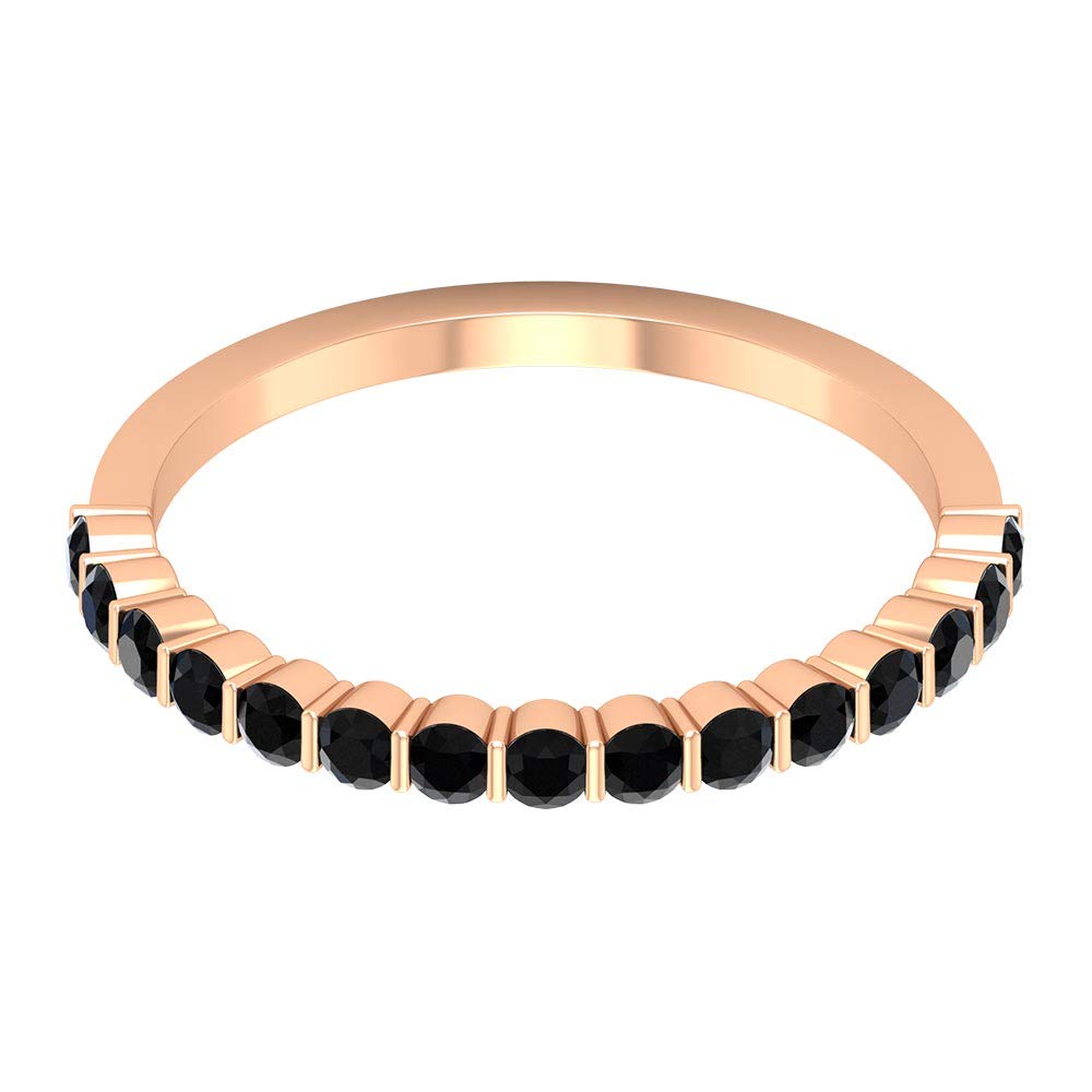 1/2 CT Black Onyx Half Eternity Ring for Women - 14K Solid Gold Bar Set Semi Eternity Band - Perfect for Anniversary Gifts, Wedding Bands & Everyday Elegance