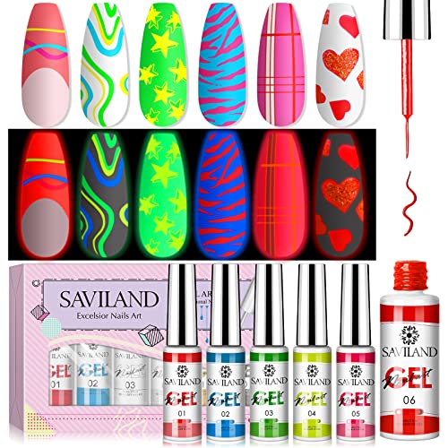 Glow in the Dark Gel Nail Polish Set - 6 Colors UV Nail Polish Kit for Halloween, Nail Art & Party | DIY Manicure Gifts for Women & Girls | Perfect for Night Events, Clubs & Special Occasions