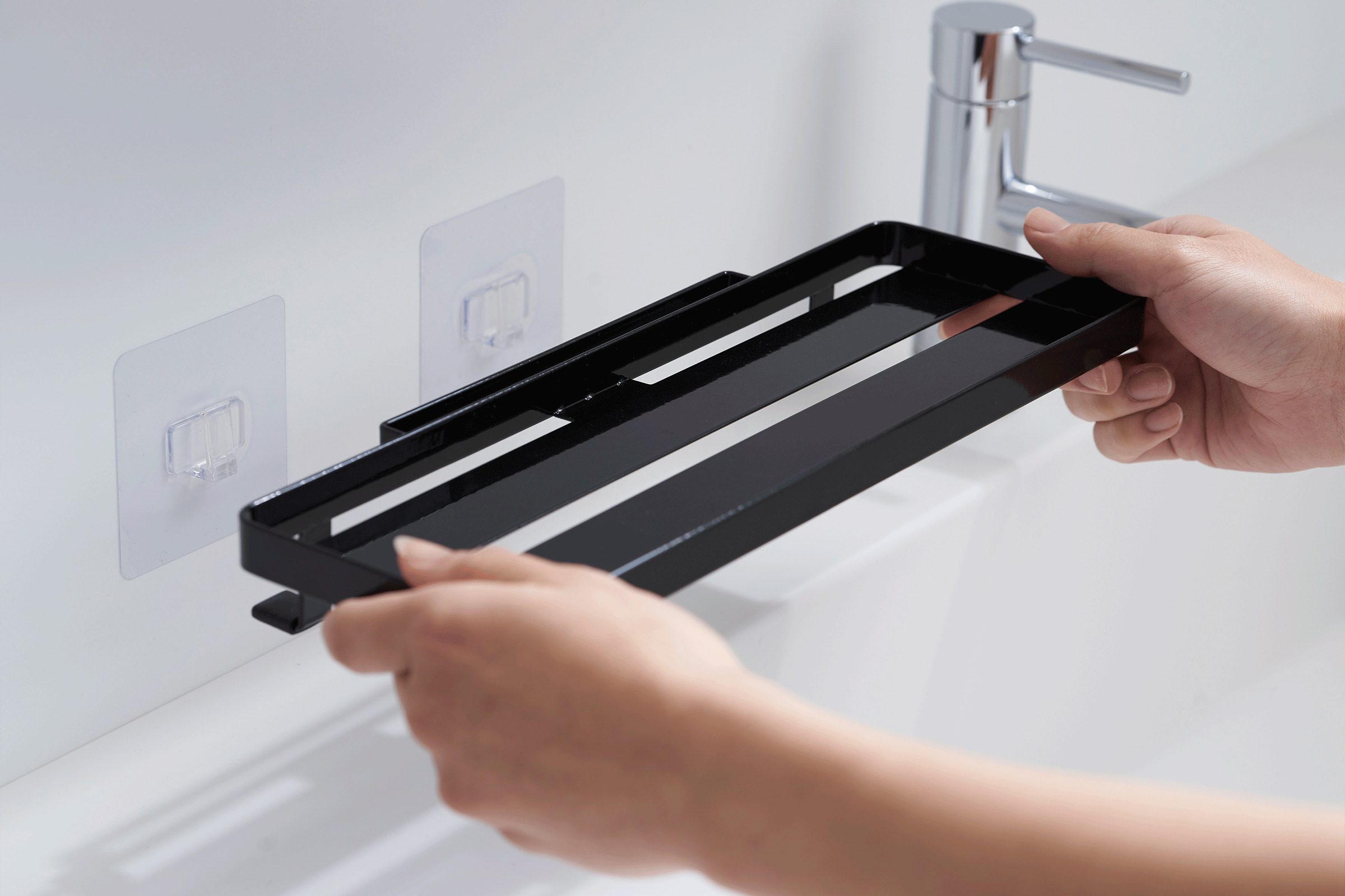 Traceless Adhesive Floating Shelf - Rustproof Stainless Steel Organizer for Kitchen, Bathroom & Office Storage