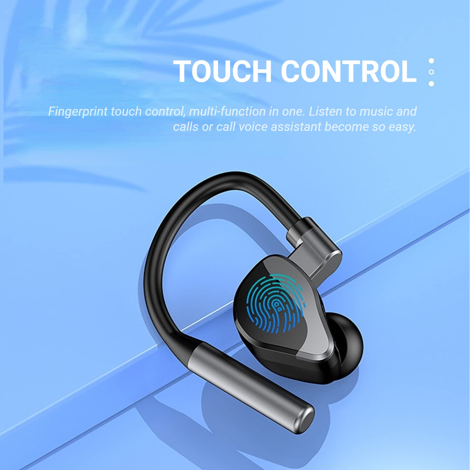 Wireless Bluetooth Headset with Noise Canceling Mic - Single Ear Hands-Free Earpiece for Business Calls, Driving & Office Use | Long Battery Life & Clear Audio