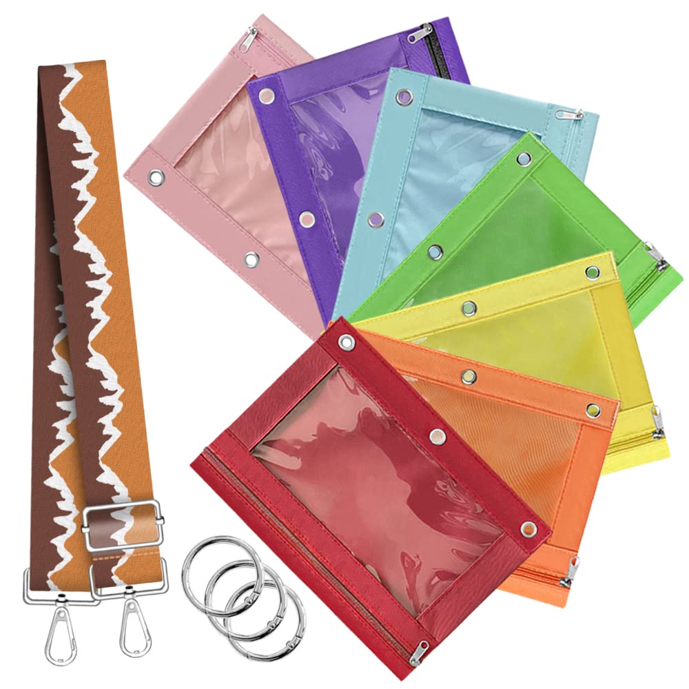 7 Pack Large Capacity Pencil Case Set - Holds 100 Colored Pencils or 50 Gel Pens Each with Secure Zipper Closure - Binder Pouch with Adjustable Shoulder Strap - Perfect for Artists, Students & Office Use - Great for School, Travel & Art Supplies Organization