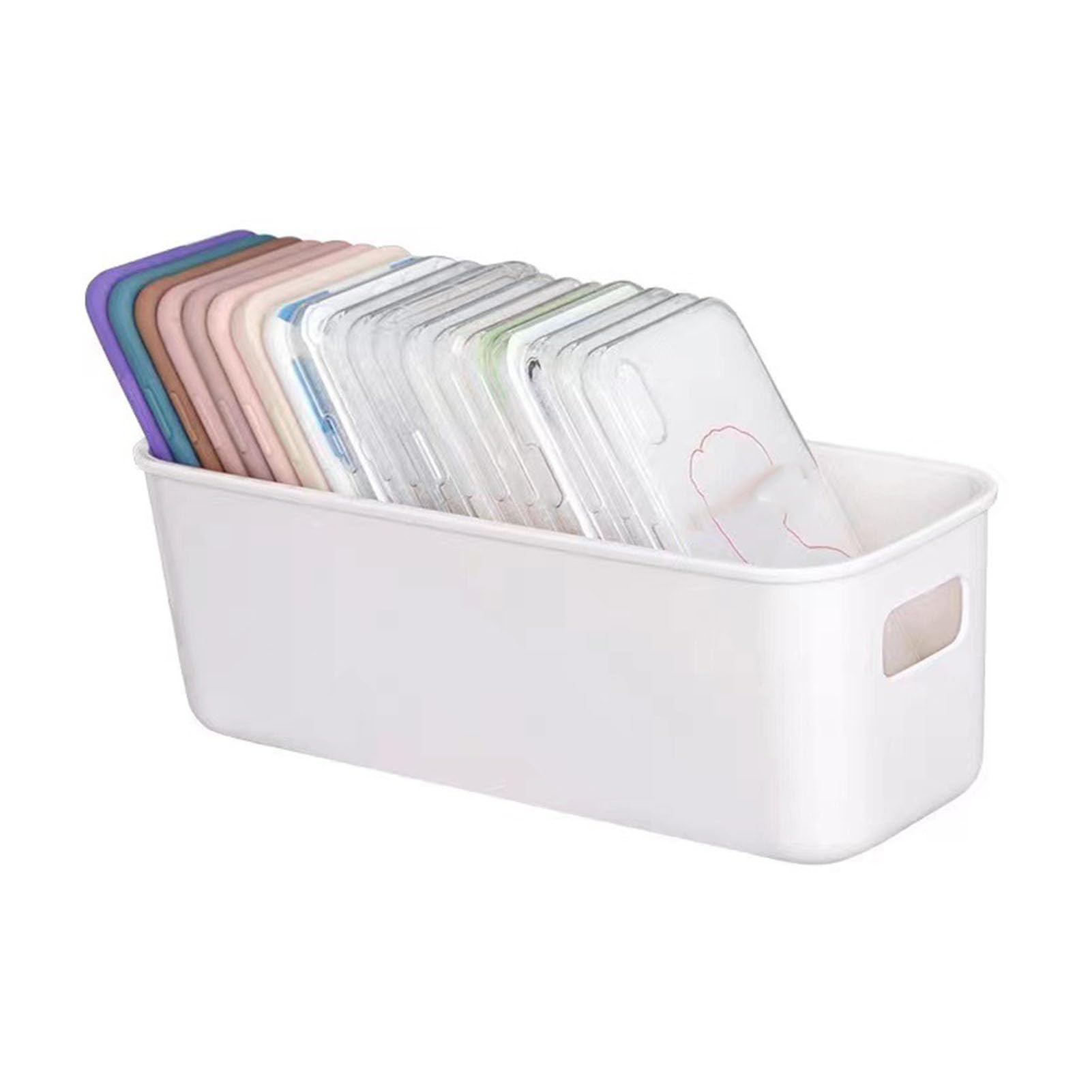Phone Cases Storage Box & Organizer for Masks, Cosmetics - Portable Japanese Style Desk Tray for Dresser, Vanity, Bathroom & Kitchen - Perfect for Home, Office & Travel Organization