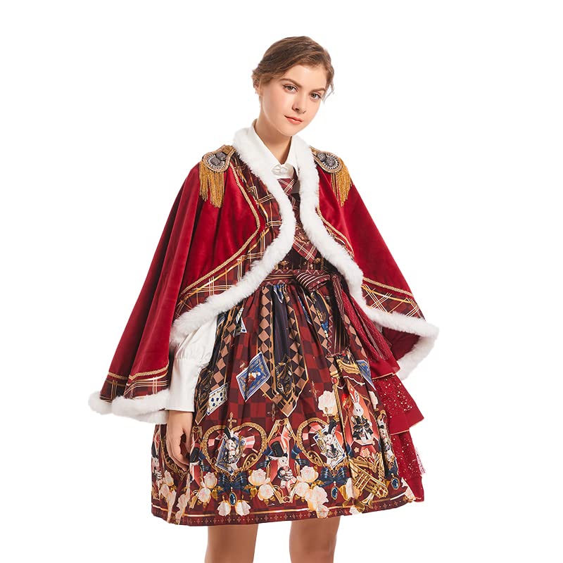 Mingyuezai Women's Gothic Dress Set - Cute Printed Princess Costume for Halloween Party (3-Piece) | Elegant Gothic Lolita Fashion for Cosplay, Themed Parties & Special Occasions