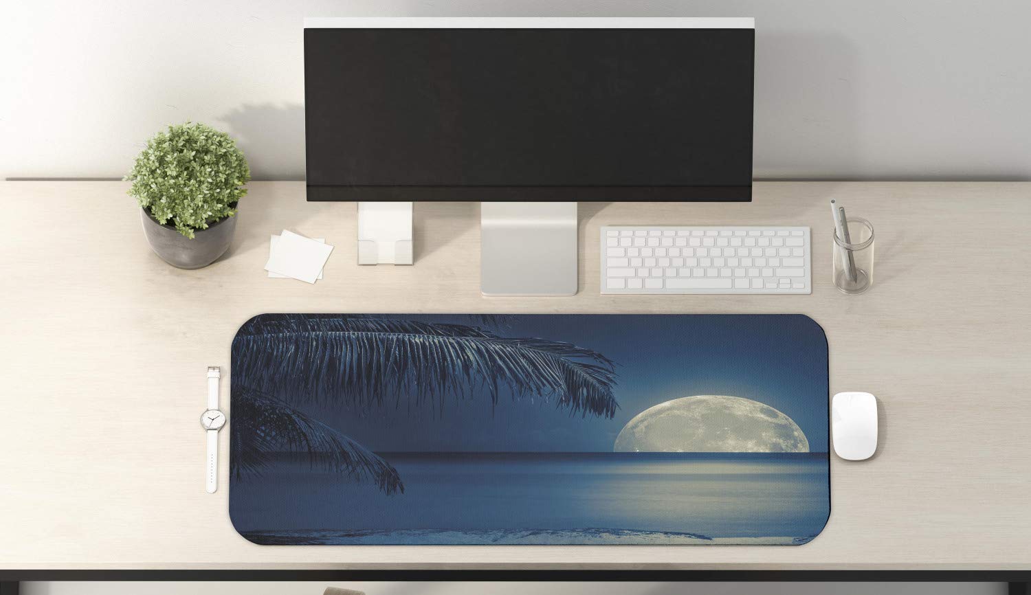 Ambesonne Moon Computer Mouse Pad - Non-Slip Rubber Gaming Mousepad (31