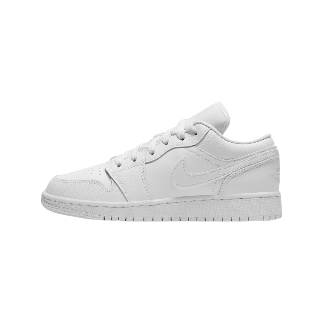 Air Jordan 1 Low GS Triple White Sneakers - Girls' Basketball Shoes for Casual Wear & Street Style
