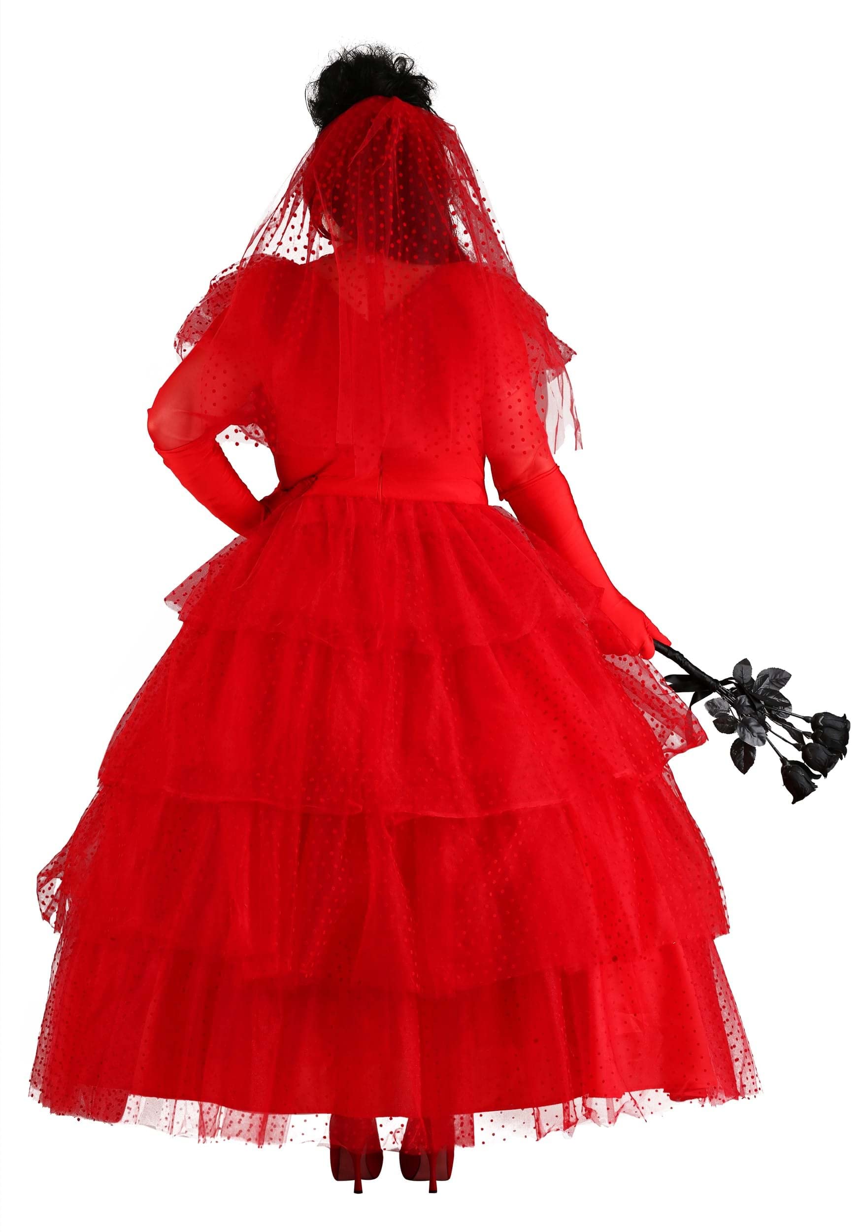Women's Plus Size Lydia Halloween Costume - Gothic Red Wedding Dress with Veil & Gloves for Cosplay, Themed Parties, Halloween Events & Vampire-Themed Weddings | Perfect for Gothic Lovers & Costume Enthusiasts
