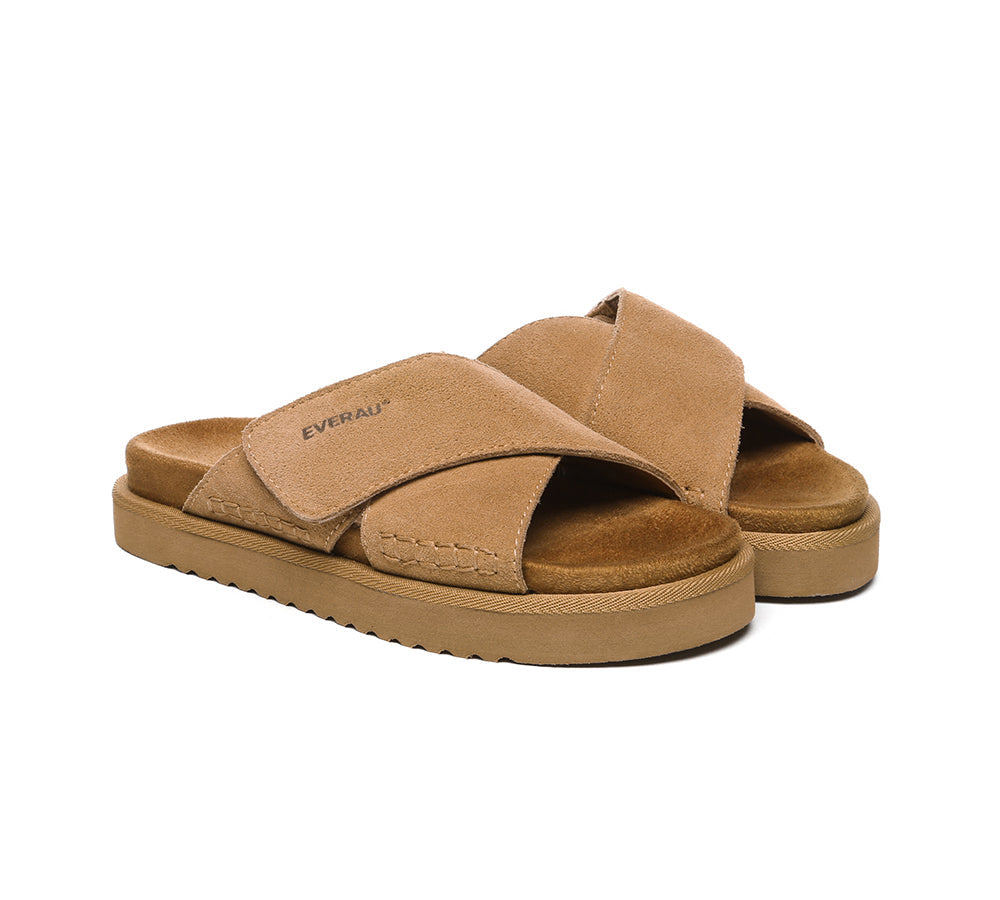 EVERAU® Adjustable Crossover Slip-On Summer Slides for Women - Comfortable Open-Toe Sandals in Lilac | Perfect for Beach, Pool, and Casual Wear
