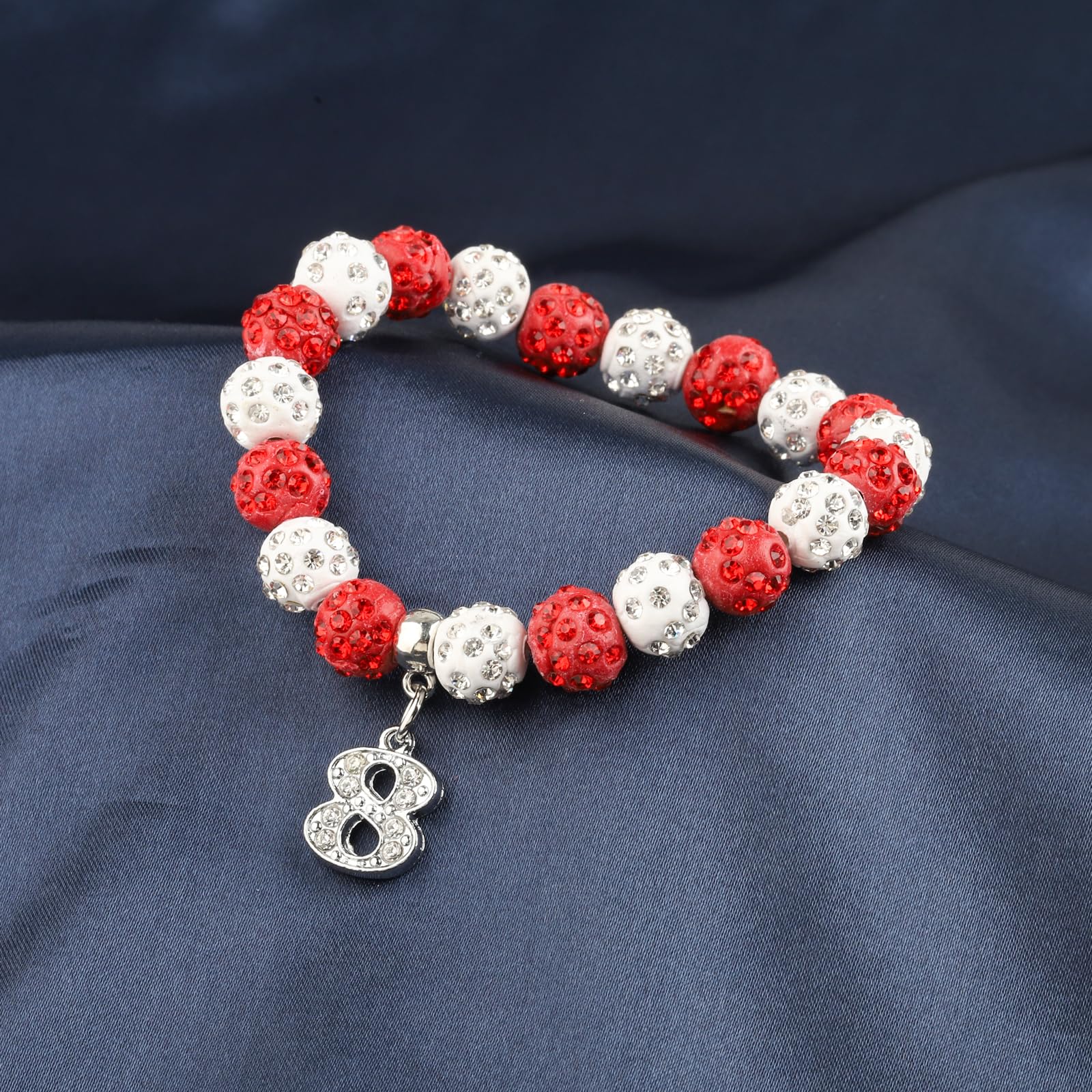 POTIY Sorority Graduation Gift - Red Beaded Bracelet with Rhinestone Numbers | Perfect for Women's College Graduation, Sisterhood Events & Greek Life Accessories
