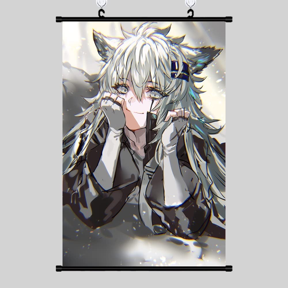 Arknights Lappland White Wolf Anime Game Character HD Wall Scroll Painting - Waterproof Canvas Mural Poster (60x90cm) - Perfect for Home, Bedroom, Office & Gaming Room Decor