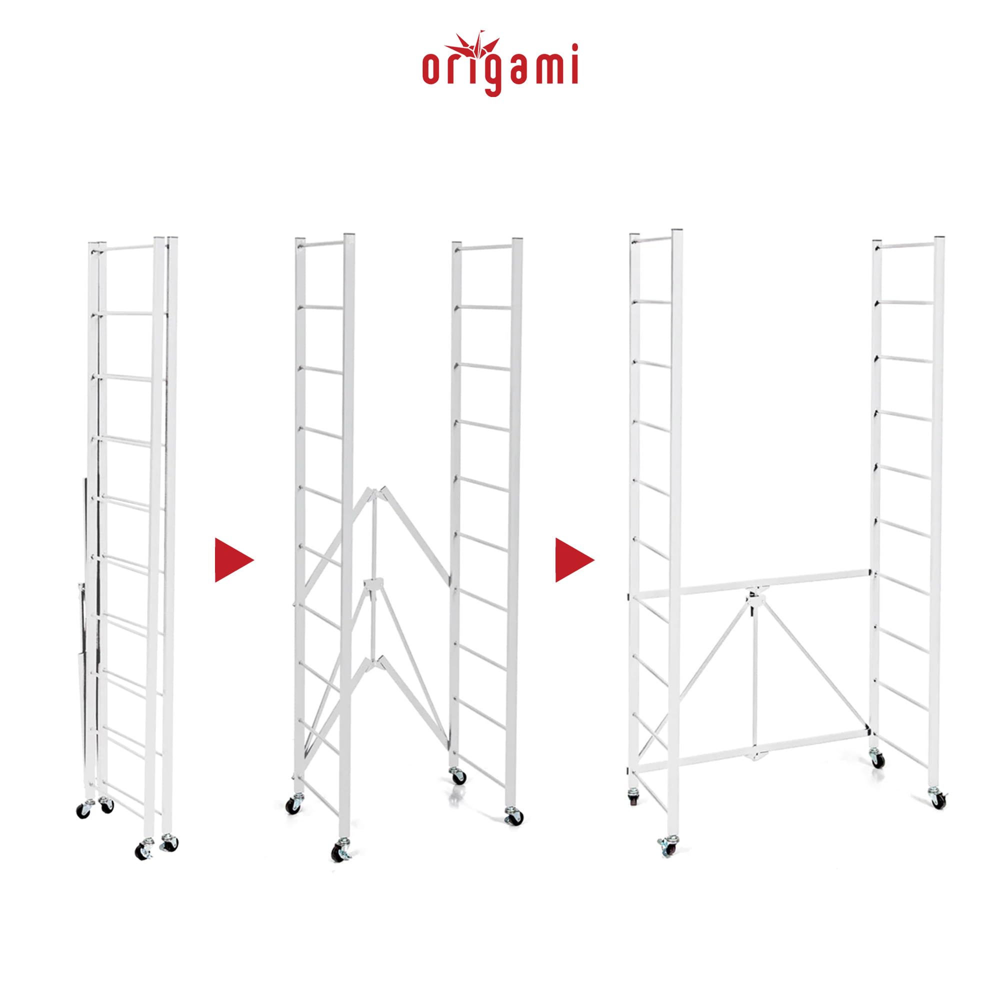 Origami R2 Series Heavy Duty Steel Storage Rack - Adjustable Shelving Unit with Wheels for Home & Office Organization (Set of 2, White) - Perfect for Garage Storage, Closet Organization & Warehouse Shelving
