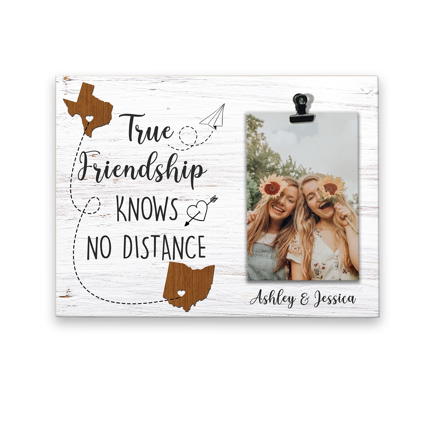 Personalized Photo Frame for Friends - Custom 4x6 Picture Frame with Clip for Birthday, Friendship Day Gifts - Engraved Name & Photo - Perfect for Home Decor, Office Desk, or Long-Distance Friendship Keepsakes