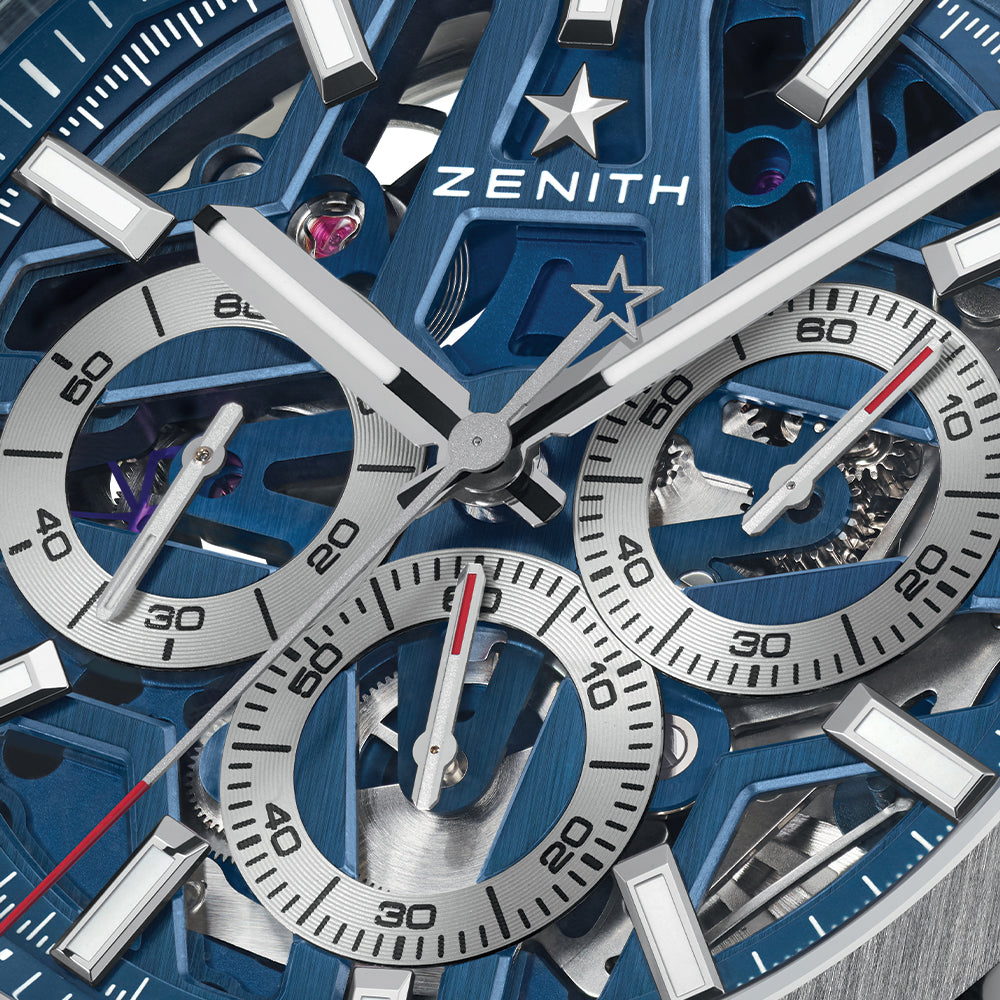 Defy Skyline Chronograph Skeleton Watch - 42mm Blue Dial Stainless Steel Bracelet for Men | Luxury Sports & Dress Watch for Business, Gifts & Special Occasions