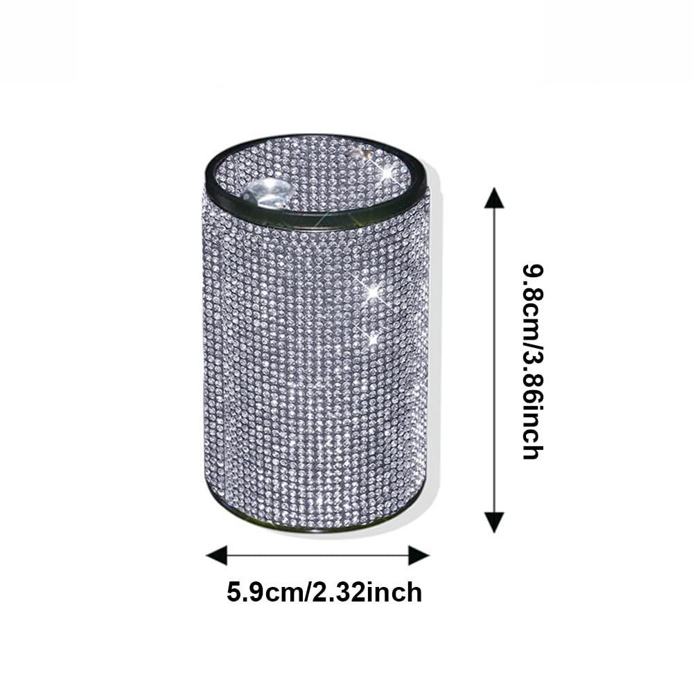 Diamond Car Ashtray with Lid - Bling Cigarette Holder for Car, Home & Office | Hot-Drilling Ash Tray Accessory - Perfect Gift for Women (Car Decor, Smoking Accessories, Luxury Car Organizer)