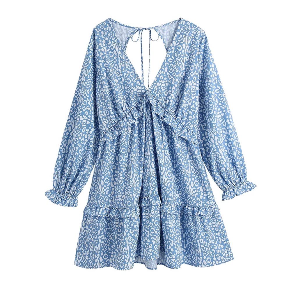 Elegant Printed Dress for Women - Lace-Up Side Zip & Open Back Design | Size S | Perfect for Parties, Dates & Special Occasions