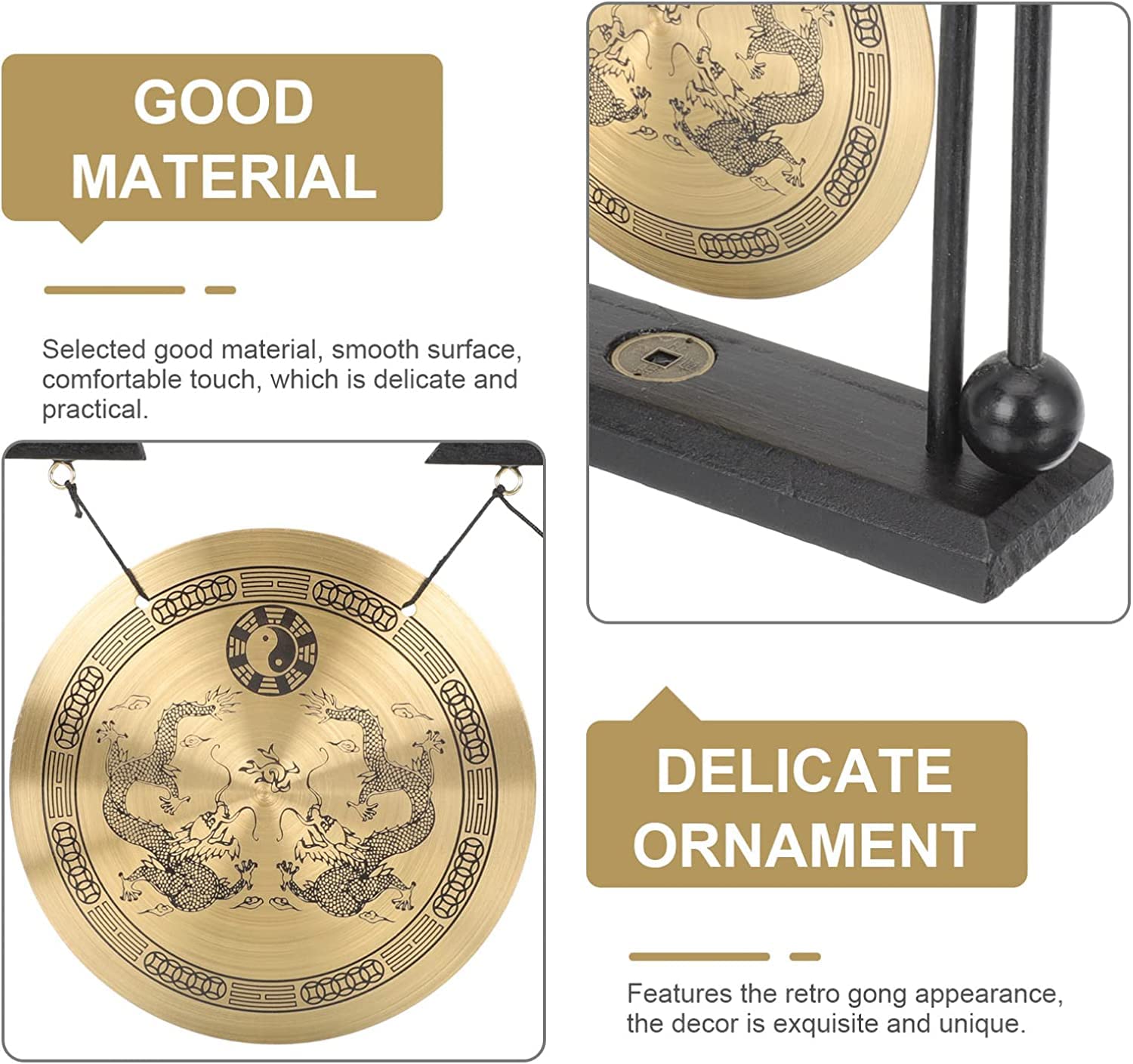 Zen Brass Feng Shui Gong - Home Office Decor for Good Luck