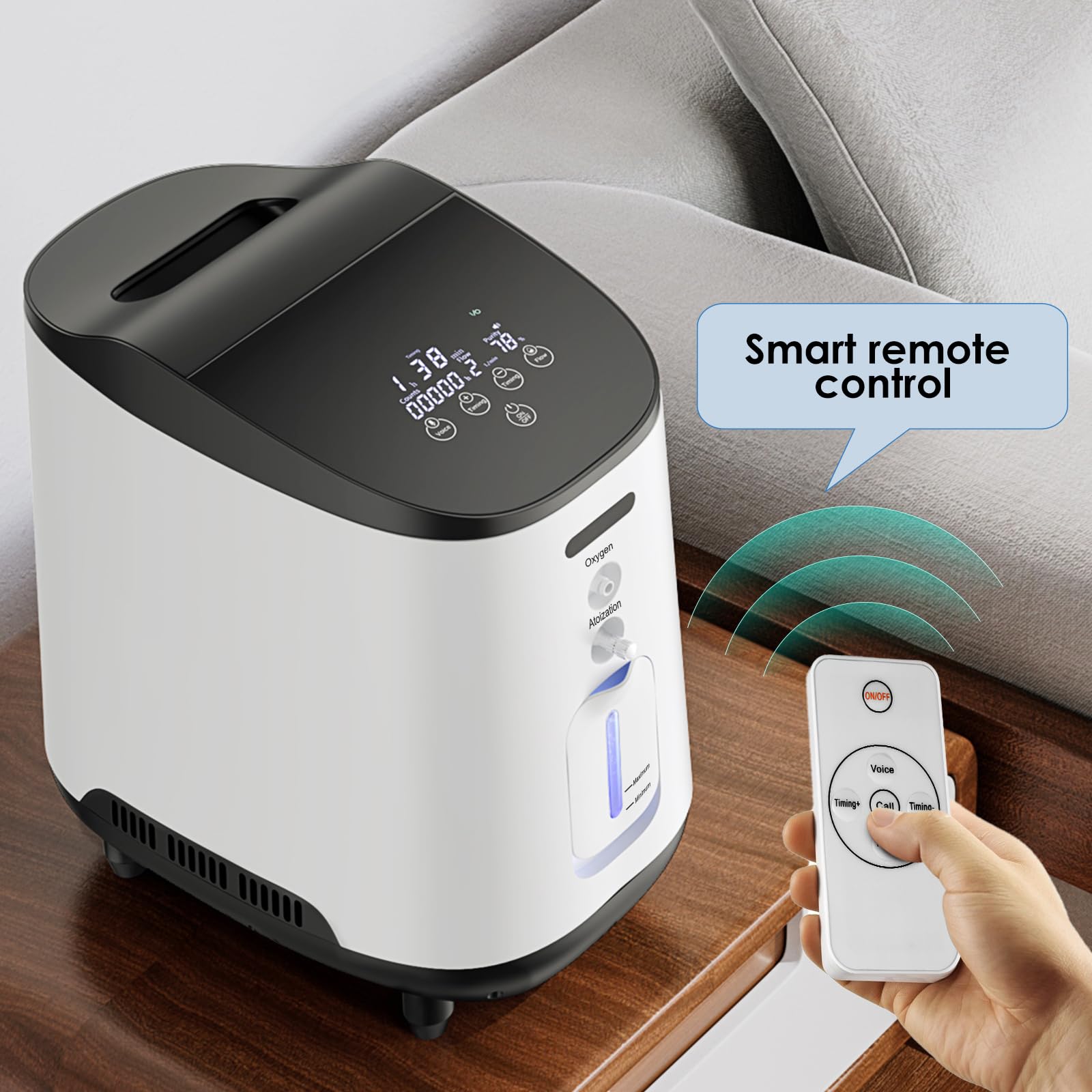 Portable Oxygen Generator for Home Use - 1-7L Adjustable Flow with Remote Control - Dual Use Medical & Travel Oxygen Concentrator - Perfect for Sleep Apnea, COPD & High Altitude Activities