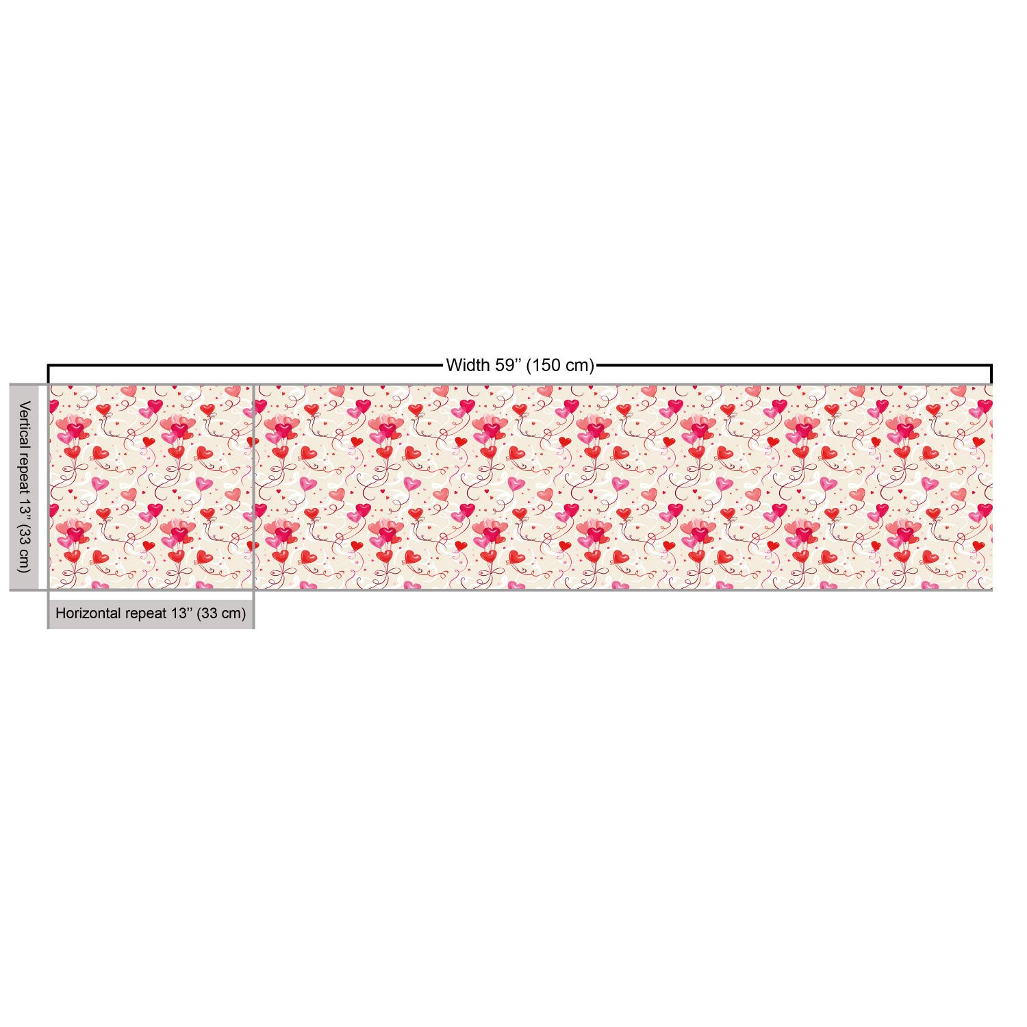 Ambesonne Valentine's Day Fabric by The Yard - Heart Balloons & Mini Hearts Print for Upholstery, Home Decor (10 Yards, Eggshell Vermilion) | Perfect for DIY Crafts, Throw Pillows, Table Runners & Romantic Home Accents