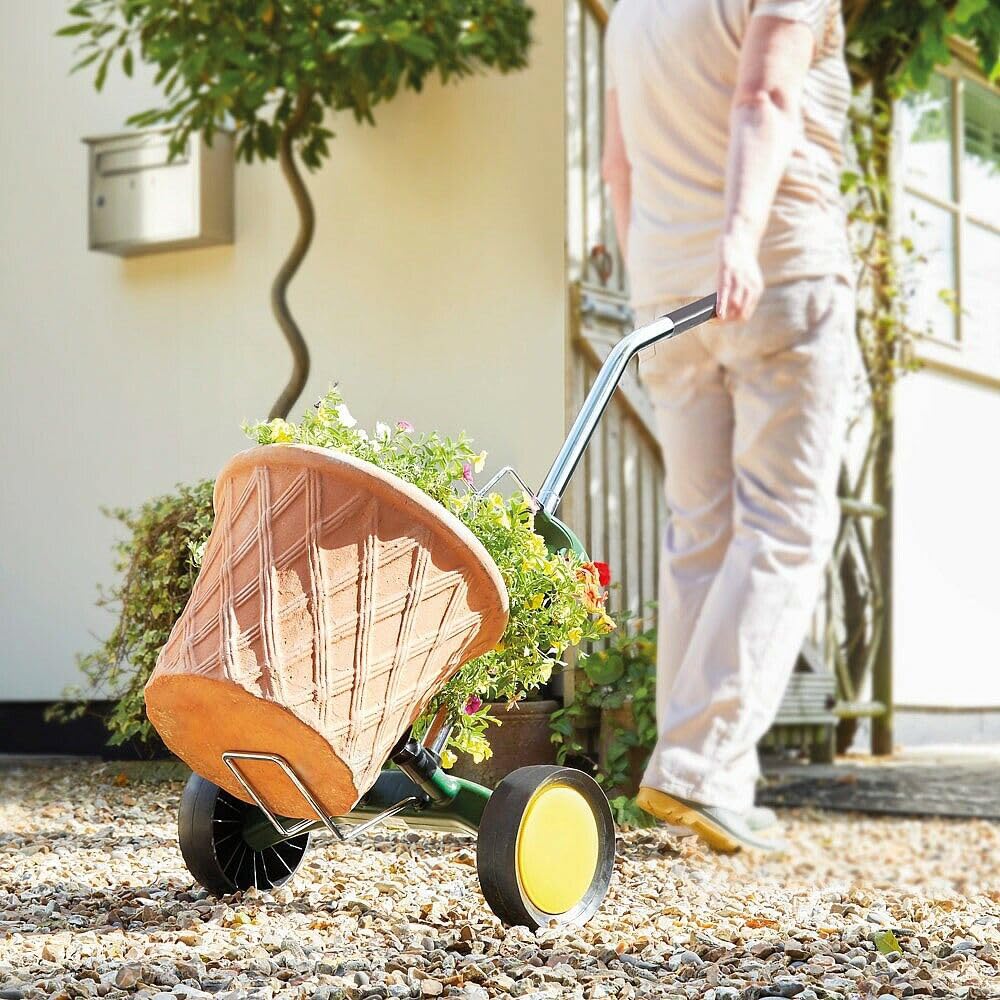 Heavy Duty Garden Pot Mover Dolly with Adjustable Handle & Flat-Free Wheels - Plant Caddy Trolley for Large Flower Pots, Potted Trees & Outdoor Planters | Perfect for Patio, Deck & Greenhouse Use