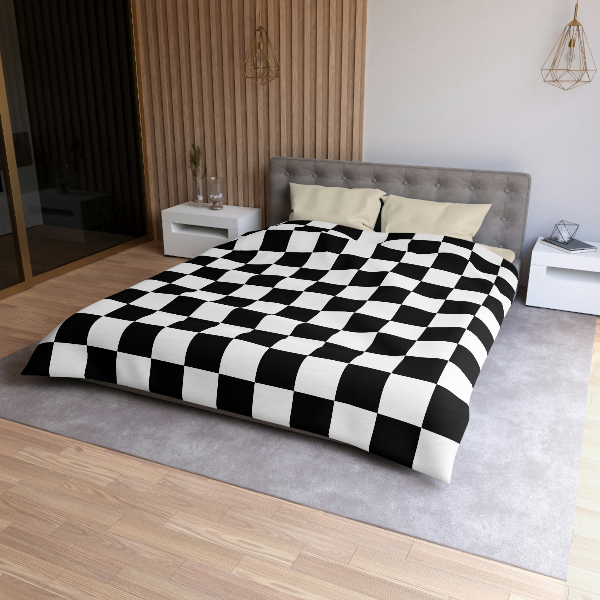 Checkered Duvet Cover Set - Soft Microfiber Bedding in 4 Sizes (Twin, Full, Queen, King) - Stylish Check Pattern for Modern Bedrooms & Guest Rooms