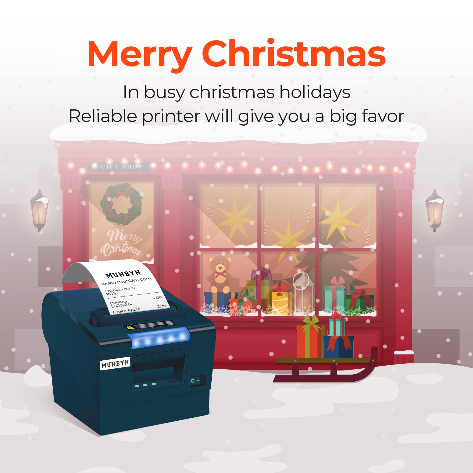 MUNBYN P068 80mm Thermal Receipt Printer with Auto Cutter - USB/Serial/Ethernet Connectivity, ESC/POS & Cash Drawer Support for POS Systems | Ideal for Retail Stores, Restaurants & Small Businesses