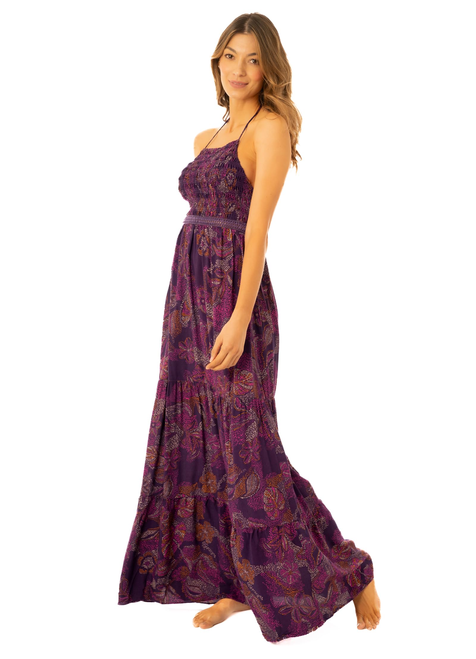 Maaji Women's Long Sleeve Maxi Dress - Flowy Boho Summer Beach Dress for Women, Casual Elegant Midi Dress with Pockets | Perfect for Vacations, Beach Outings, and Date Nights