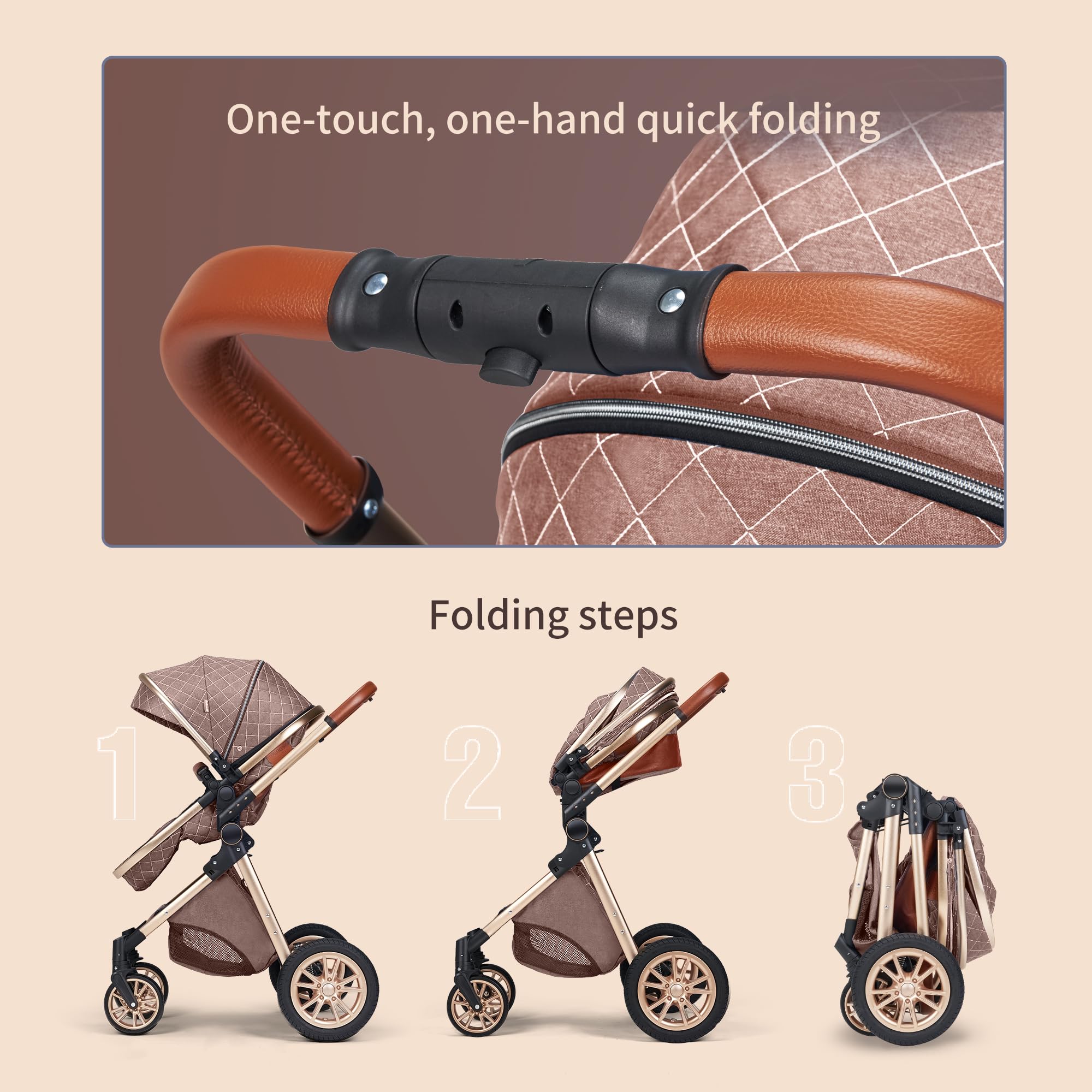 3 in 1 Baby Travel System - Lightweight Foldable Stroller with Reversible Seat & Reclining Function | Infant Pushchair for Newborns to Toddlers | Perfect for Shopping, Travel & Daily Walks