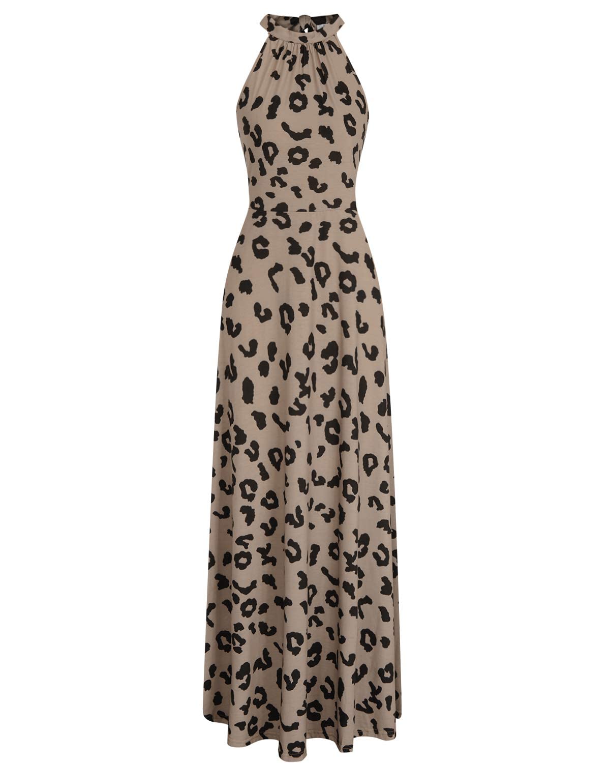 STYLEWORD Women's Summer 2025 Floral Maxi Dress - Halter Neck Elegant Long Formal Gown for Wedding Guest, Beach Party & Special Occasions