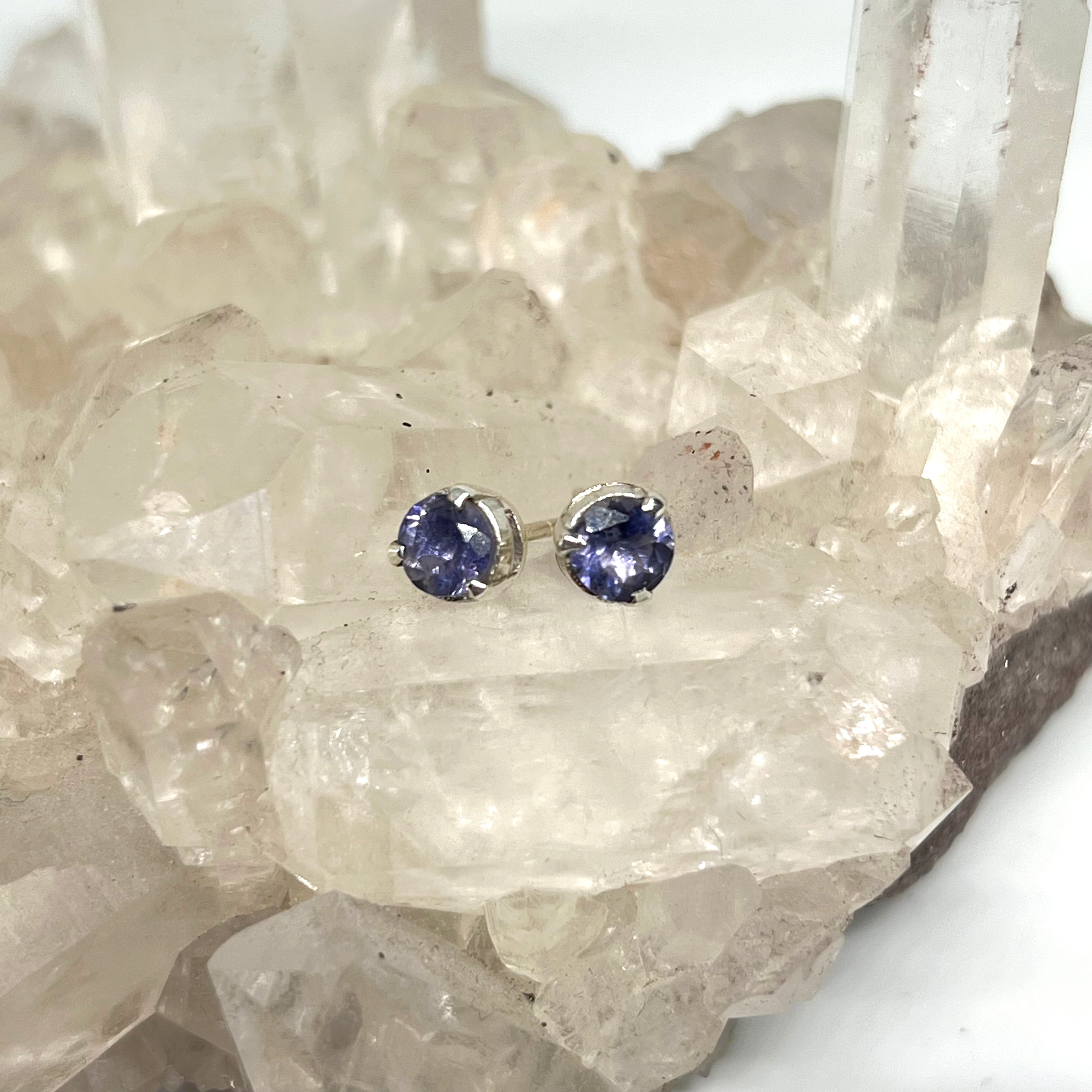 5mm Round Faceted Gemstone Stud Earrings - 3 Prong Set (PSE005) | Elegant & Durable for Daily Wear, Parties & Gifts