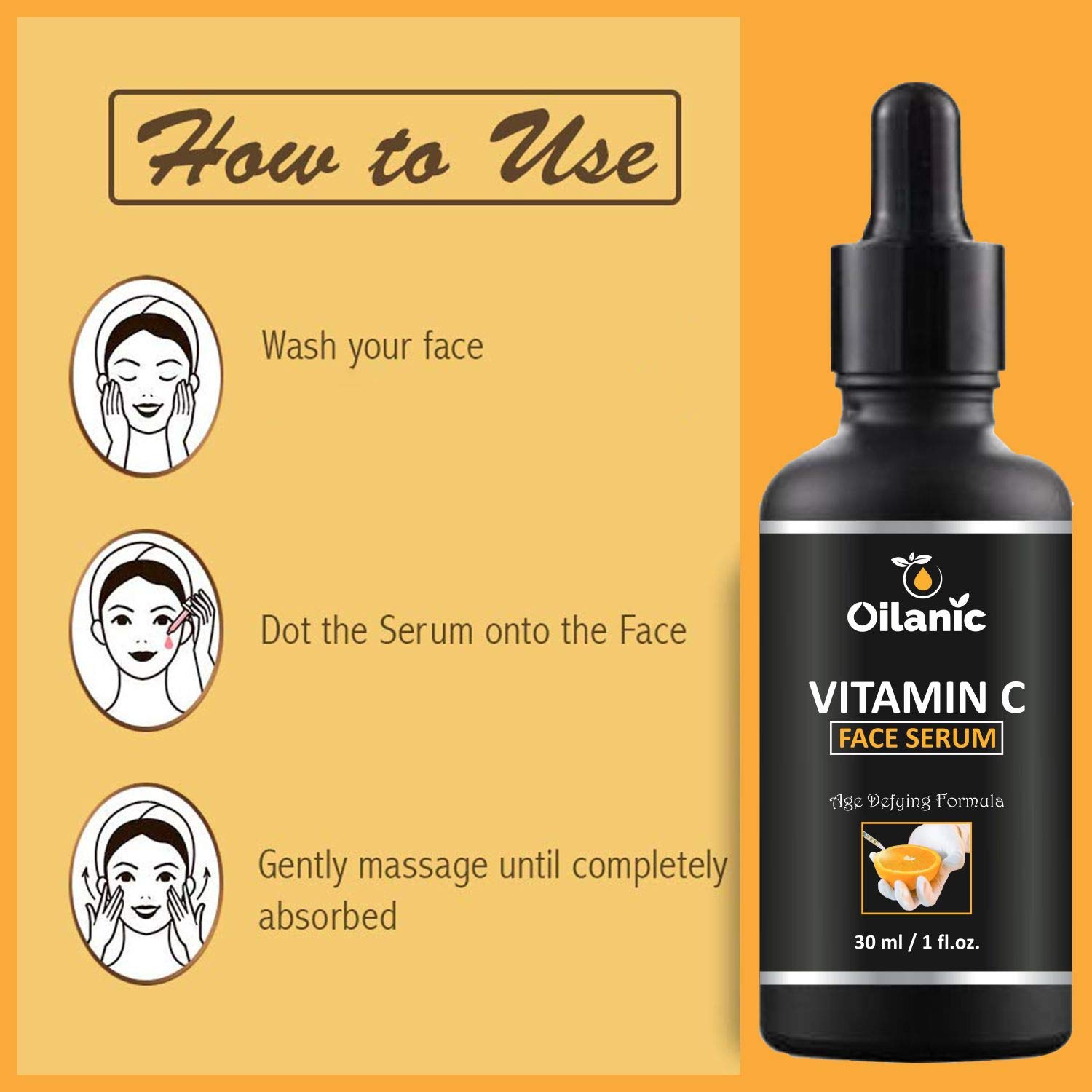 Oilanic Vitamin C Face Serum 30ml - Dark Spot Corrector & Anti-Wrinkle Treatment for Glowing Skin | Hydrating & Brightening Facial Serum for Women & Men | Acne Scar Repair & Skin Moisturizer | Day & Night Use for Radiant Complexion