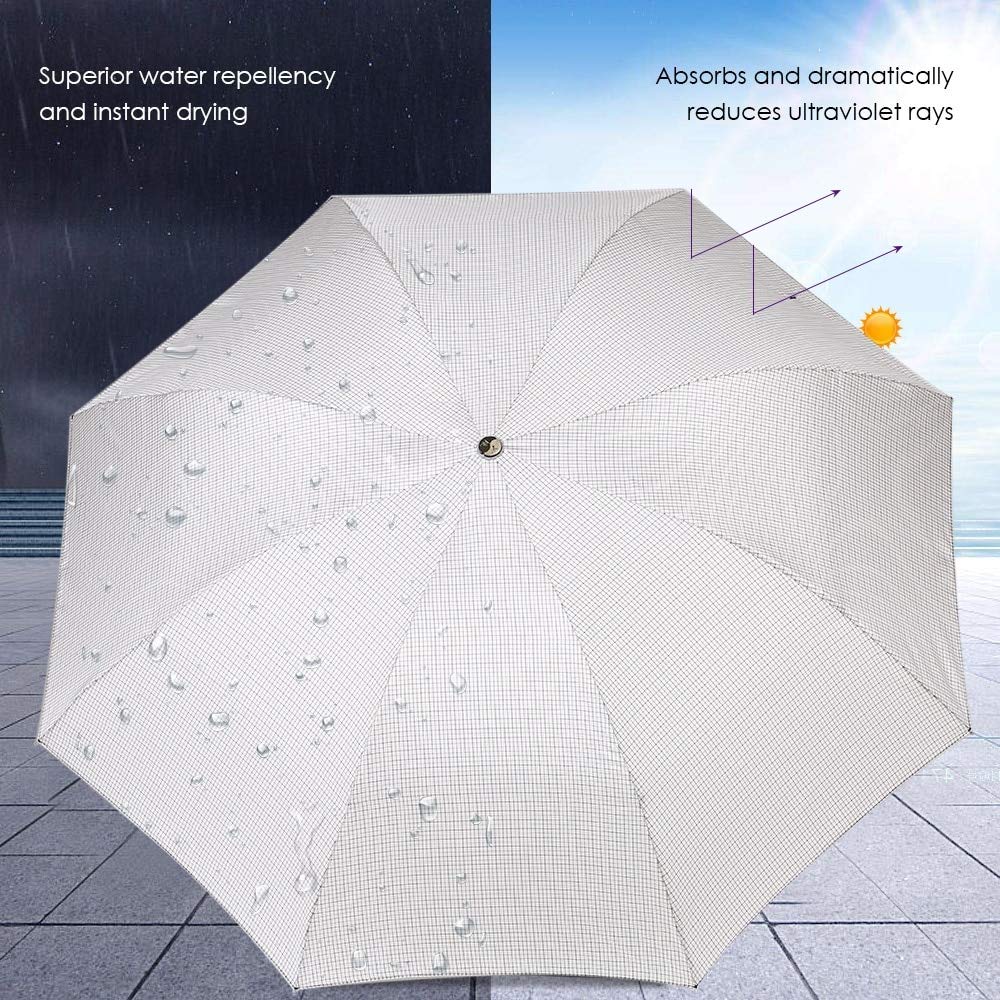 Triple Folding Umbrella for Rain & Sun - 8-Rib Windproof & Waterproof with 50+ UV Protection - Compact Travel Umbrella for Women & Men - Perfect for Commuting, Travel, and Outdoor Activities