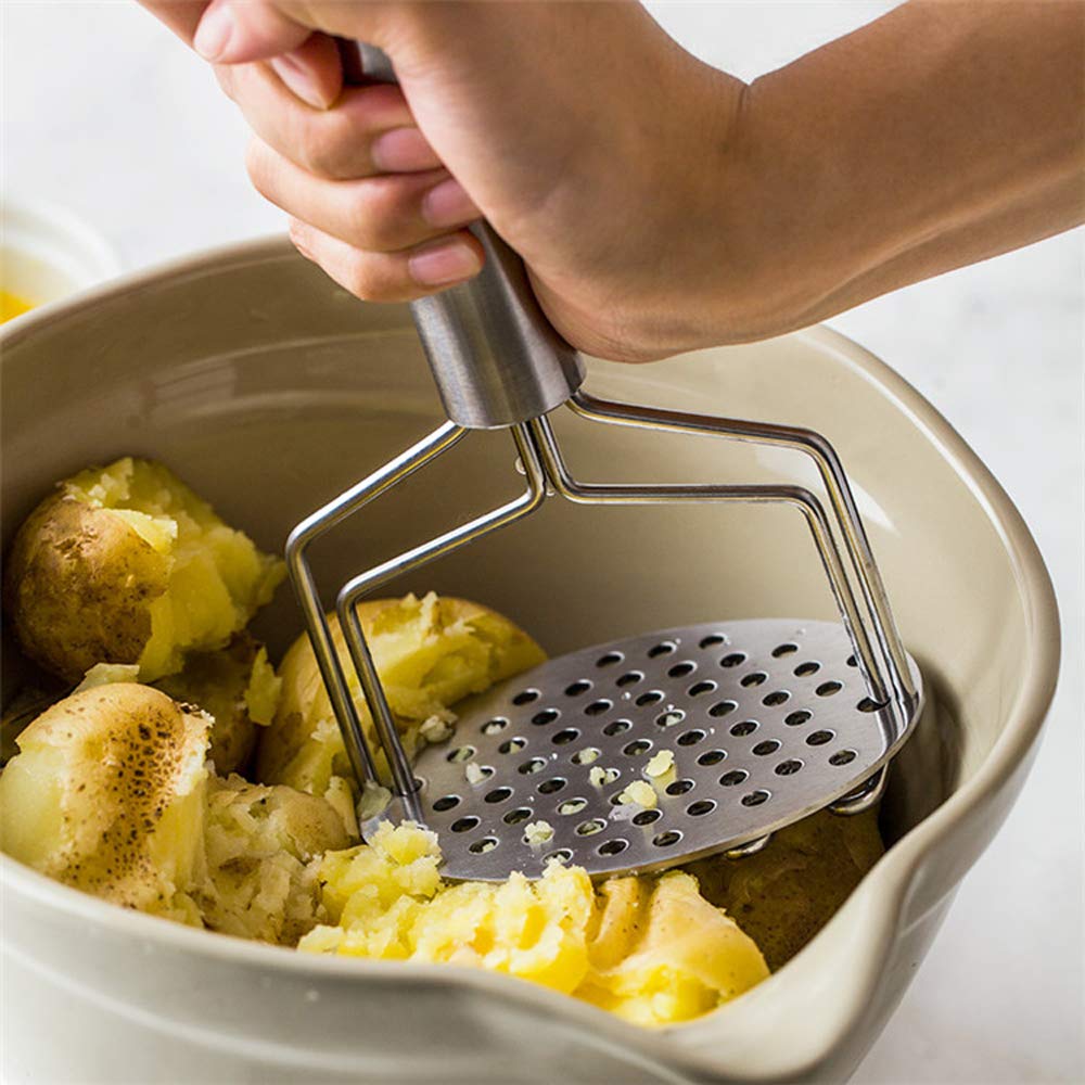 Stainless Steel Potato Masher & Ricer - Dual Press Head for Perfect Mashed Potatoes, Banana Bread, Pumpkin Puree | Ideal for Kitchen, Baking & Meal Prep